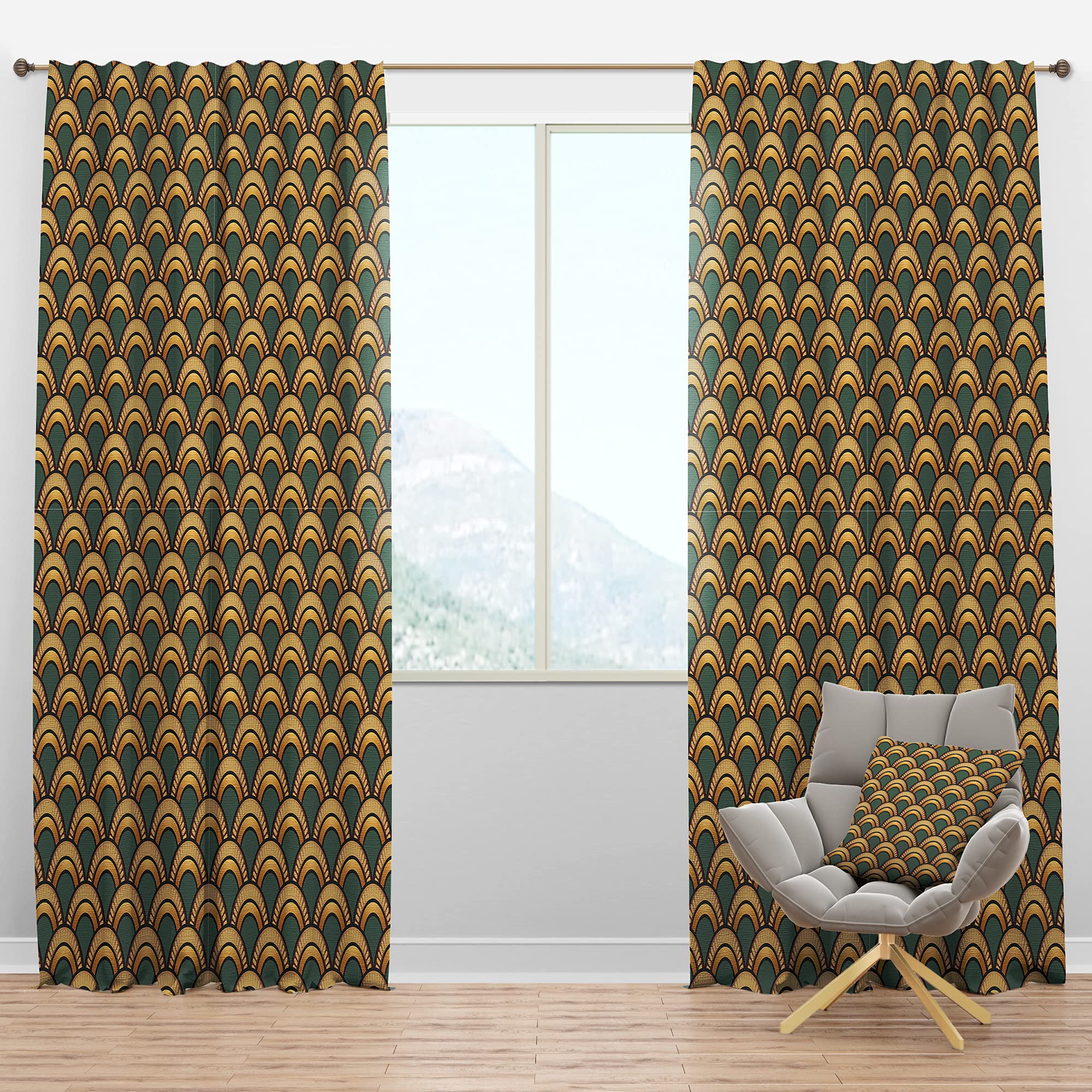 DesignQ Blackout Curtains - Art Deco Pattern Thermal Insulated Window Drapes for Bedroom & Living Room (52x84, Single Panel) - Perfect for Light Blocking, Privacy & Energy Efficiency