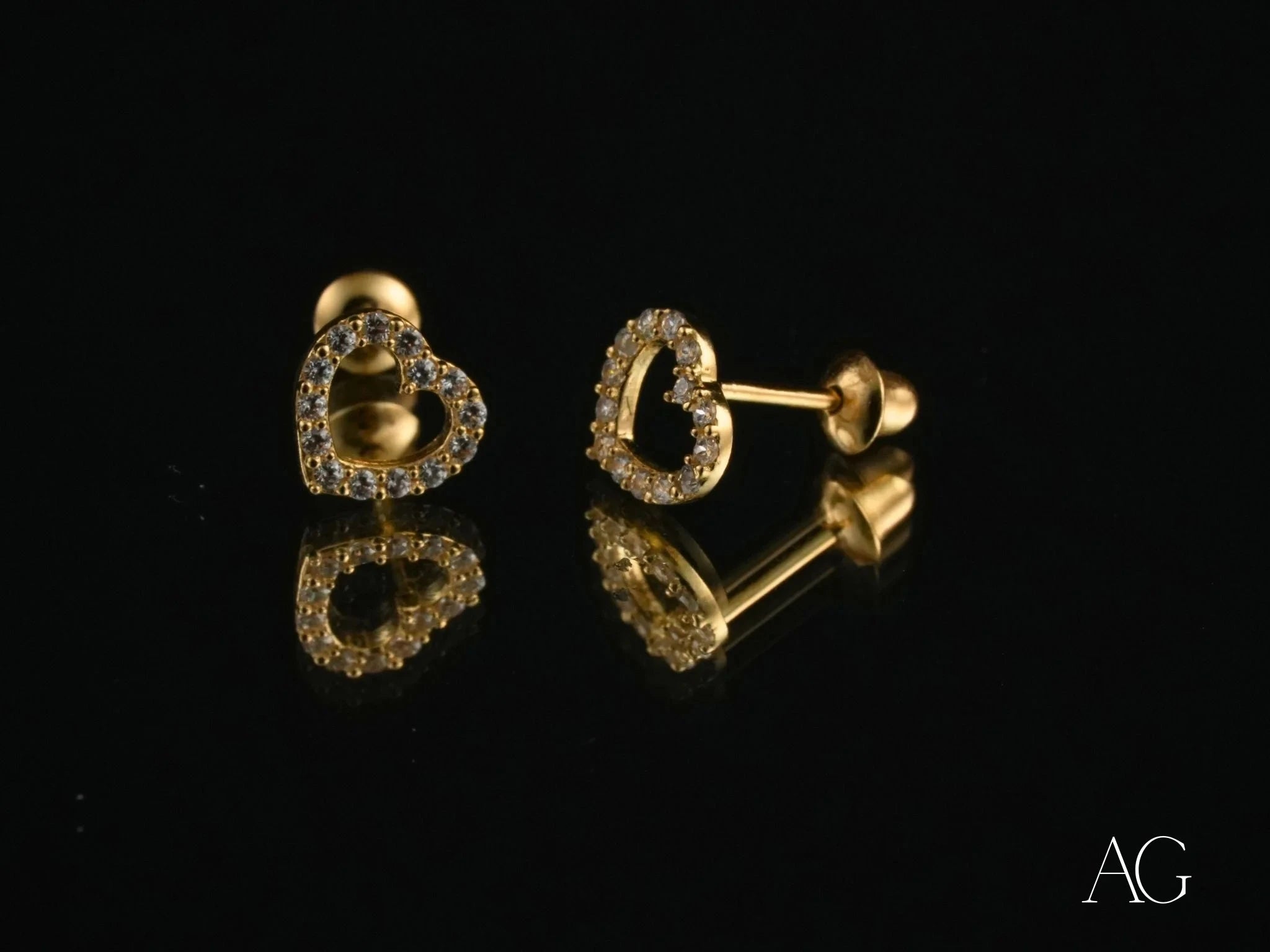 Radiant Love - 14K Gold & Cubic Zirconia Heart Drop Earrings for Women | Elegant Valentine's Day Gift, Anniversary Present & Romantic Date Night Jewelry
