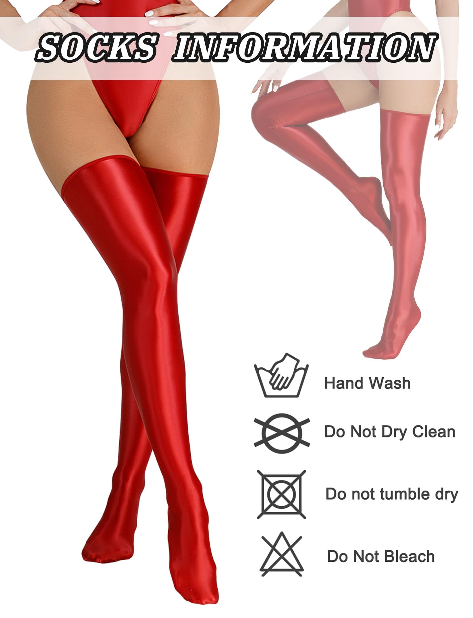 FEOYA Women's Glossy Hold-Up Stockings - Sexy Shiny Thigh High Socks for Party, Club & Cosplay - Perfect for Halloween, Burlesque & Night Out Outfits
