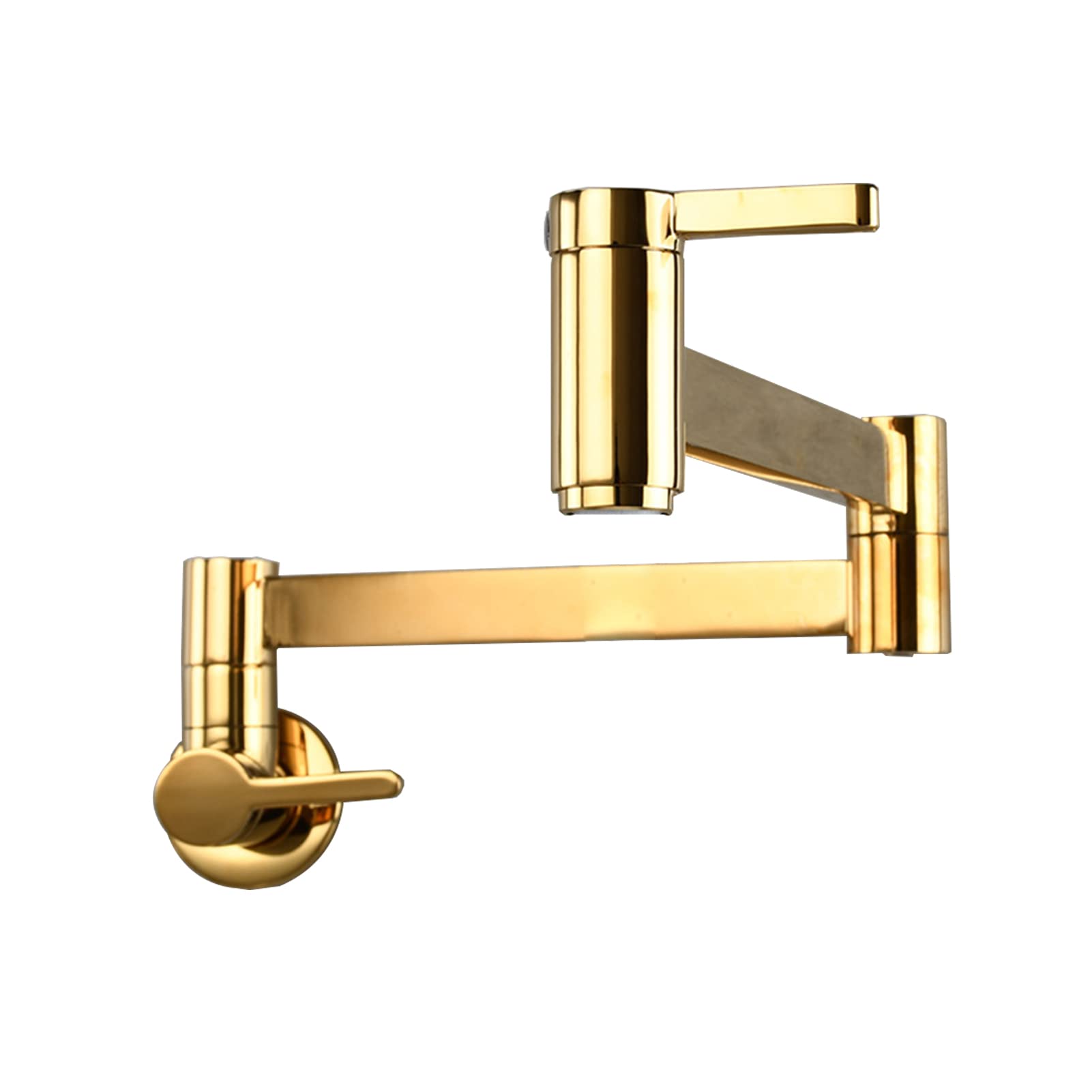 Premium Brass Wall-Mounted Square Pot Filler Faucet - Traditional Folding & Stretchable Design with Double Joint Swing Arms for Kitchen | Ideal for Cooking, Filling Large Pots & Pasta Making