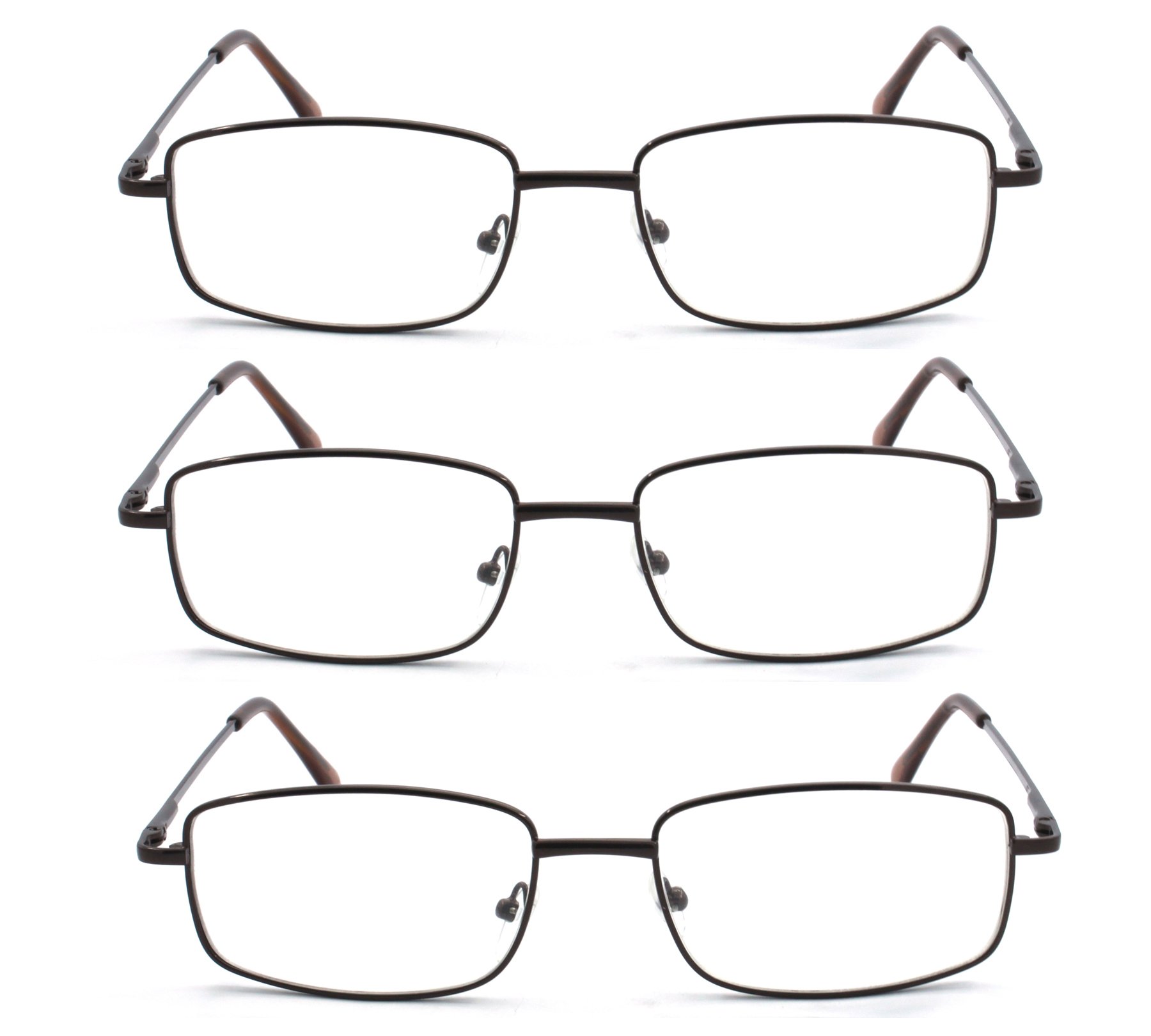 Extra Wide Rectangular Metal Reading Glasses for Men and Women - Lightweight Blue Light Blocking Readers for Office, Reading & Computer Work