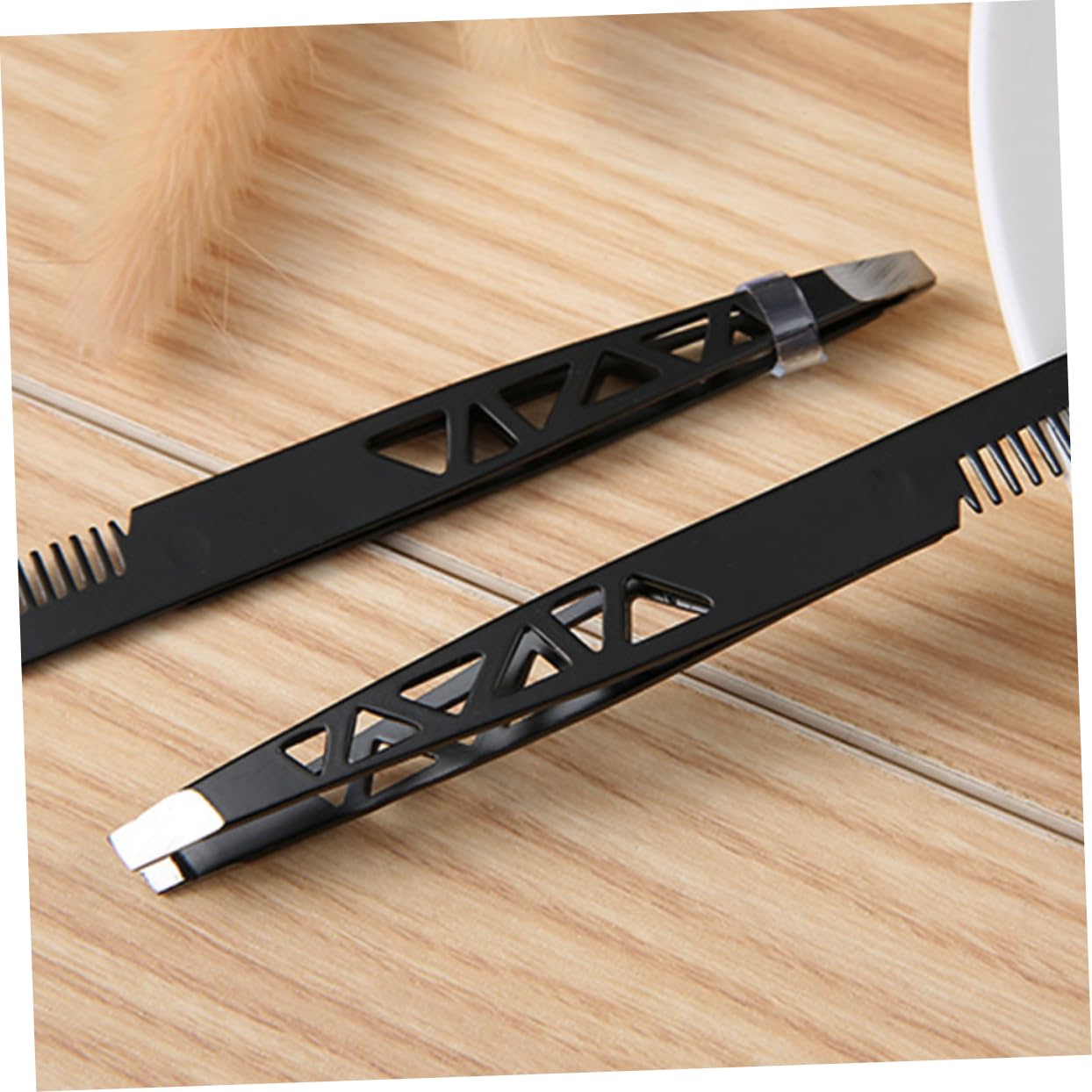 4 Pcs Professional Slant Tweezers Set - Stainless Steel Eyebrow Plucker, Ingrown Hair & Ear Hair Remover, Precision Grooming Tools (Black, 10x1cm) - Perfect for Eyebrow Shaping, Facial Hair Removal & Personal Grooming Kit