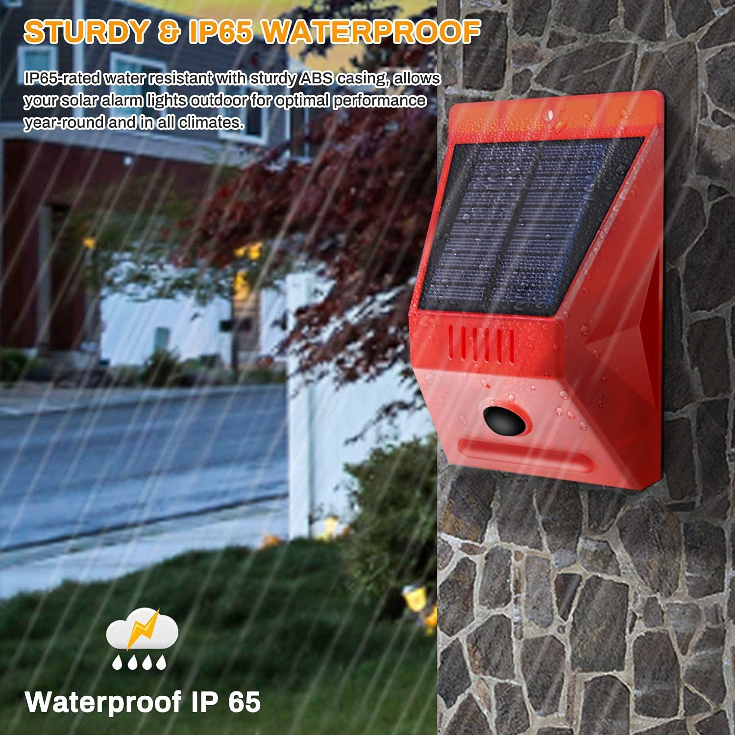 Solar Alarm Strobe Light with Remote Control & Motion Sensor - 129dB Loud Security Siren, IP65 Waterproof for Outdoor Use - Perfect for Villa, Chicken Coop, Barn, Farm, Yard Protection & Home Security
