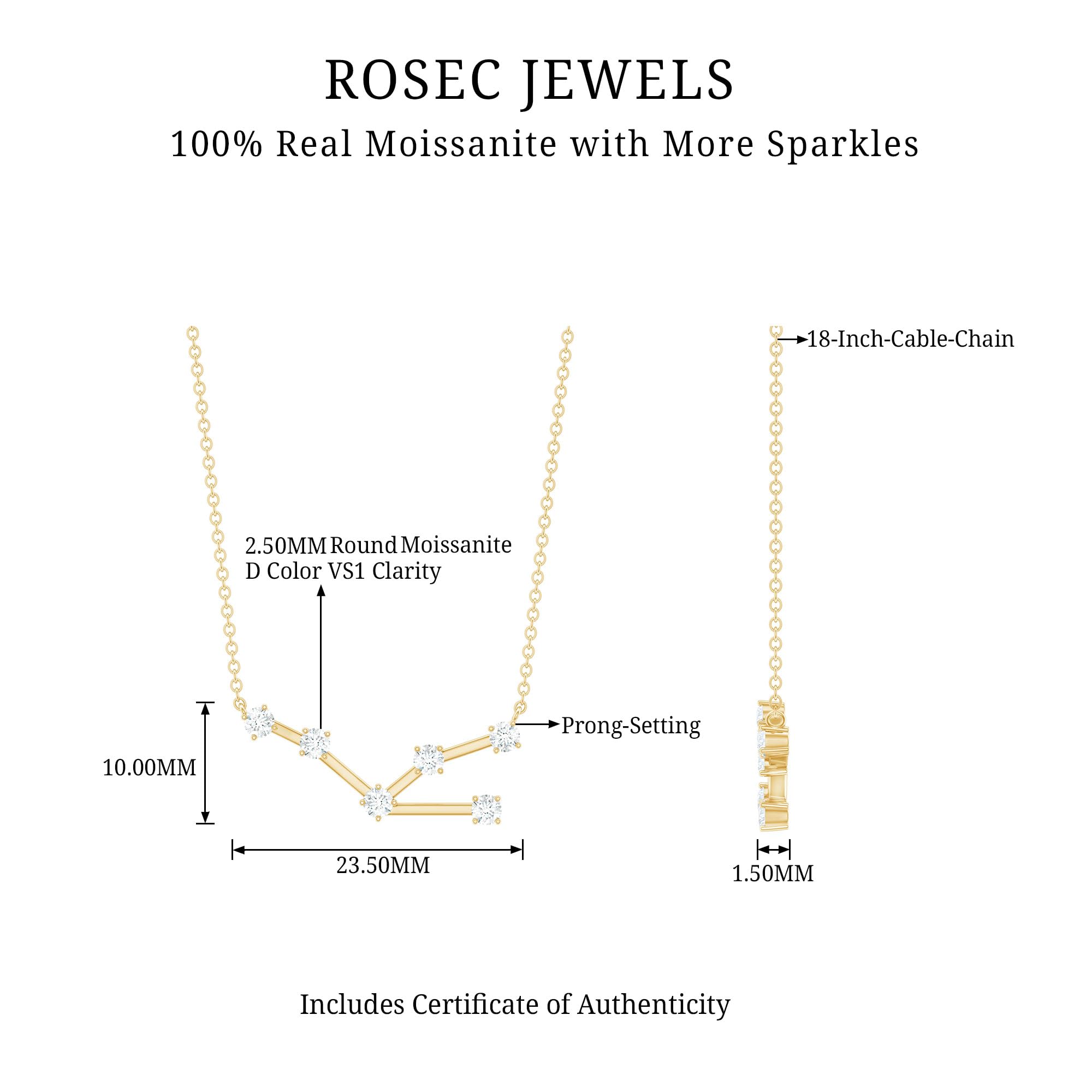 Taurus Constellation Moissanite Pendant Necklace - 925 Sterling Silver Zodiac Jewelry for Women | Perfect Birthday, Graduation Gift for Her | Elegant Everyday Wear & Special Occasion Jewelry