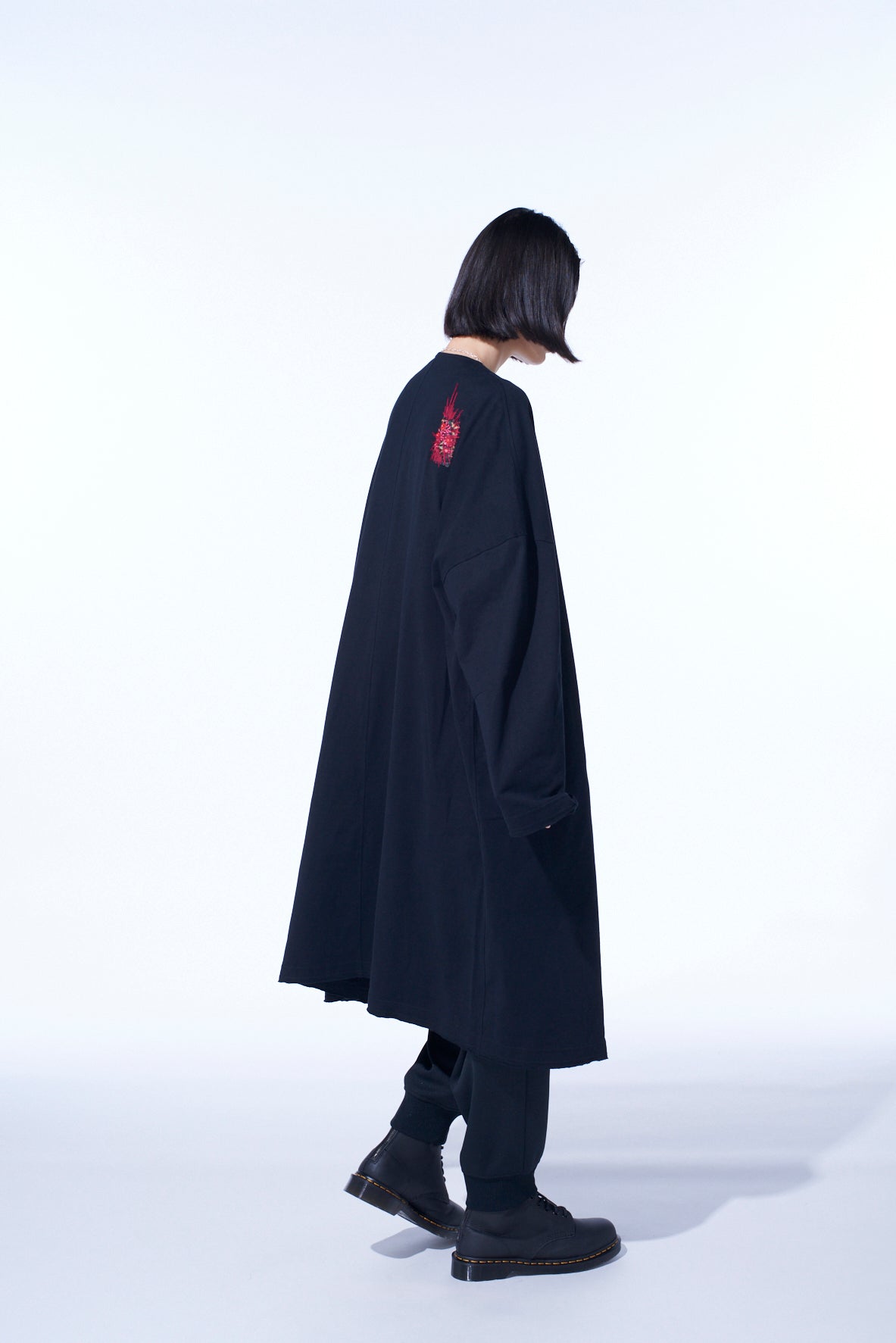 Classic Jersey Tyrolean Embroidery Collarless Long Cardigan for Women - Cozy Winter Sweater, Perfect for Casual Outfits & Layering