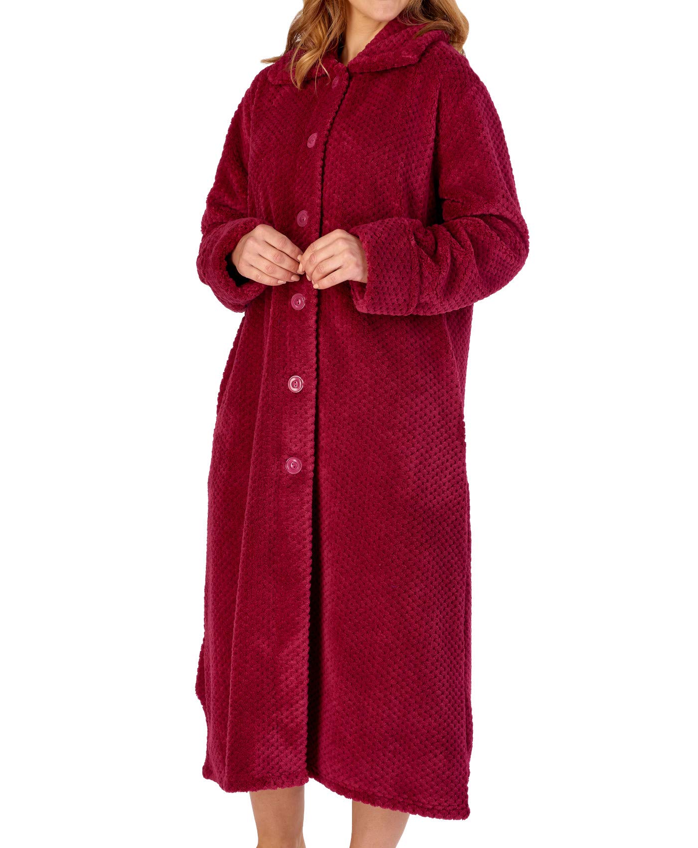 Slenderella Women's Soft Waffle Fleece Button Up Bathrobe - Cozy Long Sleeve Dressing Gown for Spa, Lounge & Home Relaxation (5 Colors)