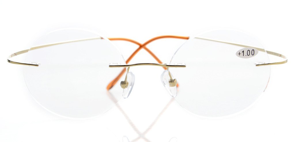 Titanium Rimless Round Reading Glasses for Men - Lightweight Circle Readers with Blue Light Blocking | Perfect for Office, Reading & Computer Work