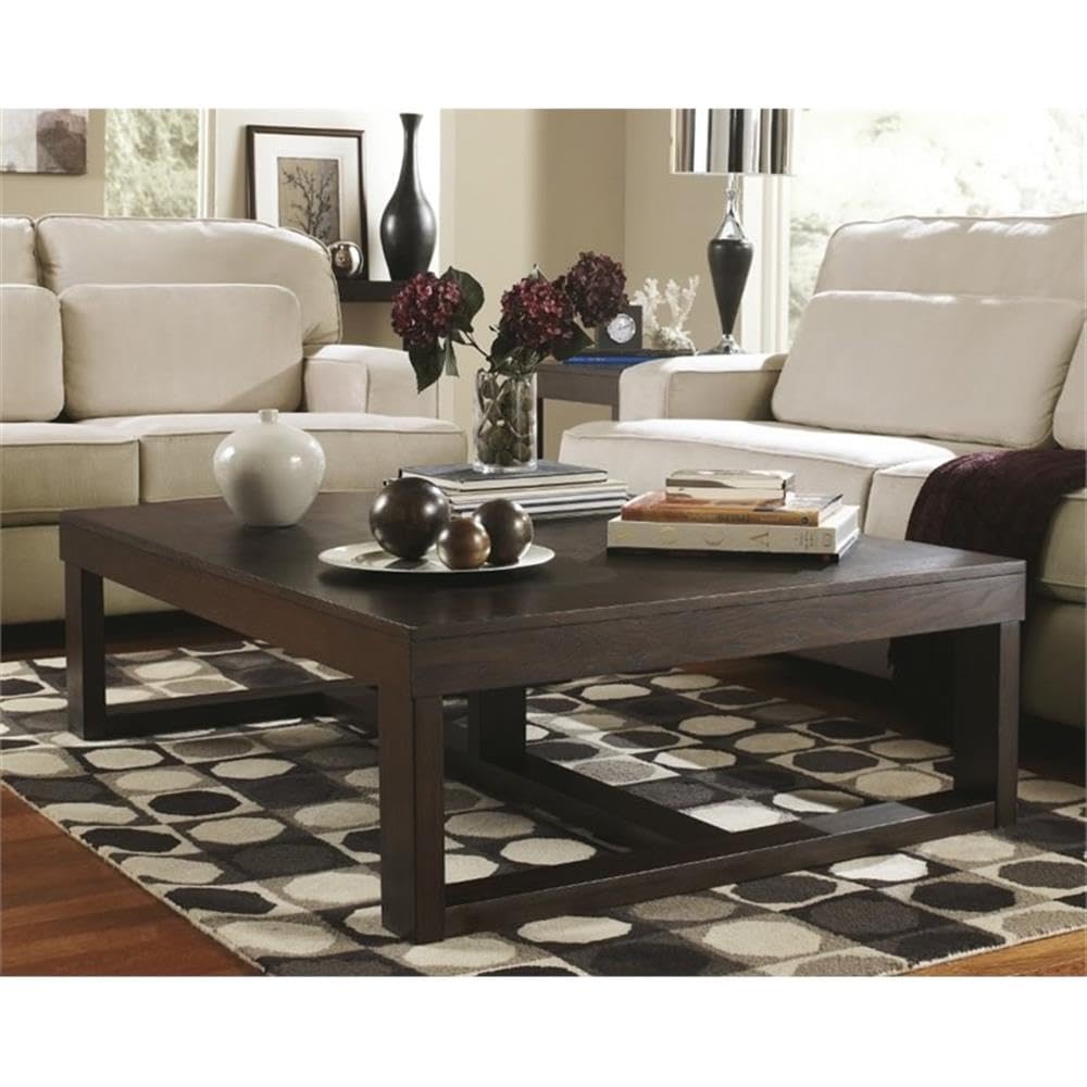 BOWERY HILL Dark Brown Coffee Table - Modern Living Room Furniture for Home Decor & Small Space