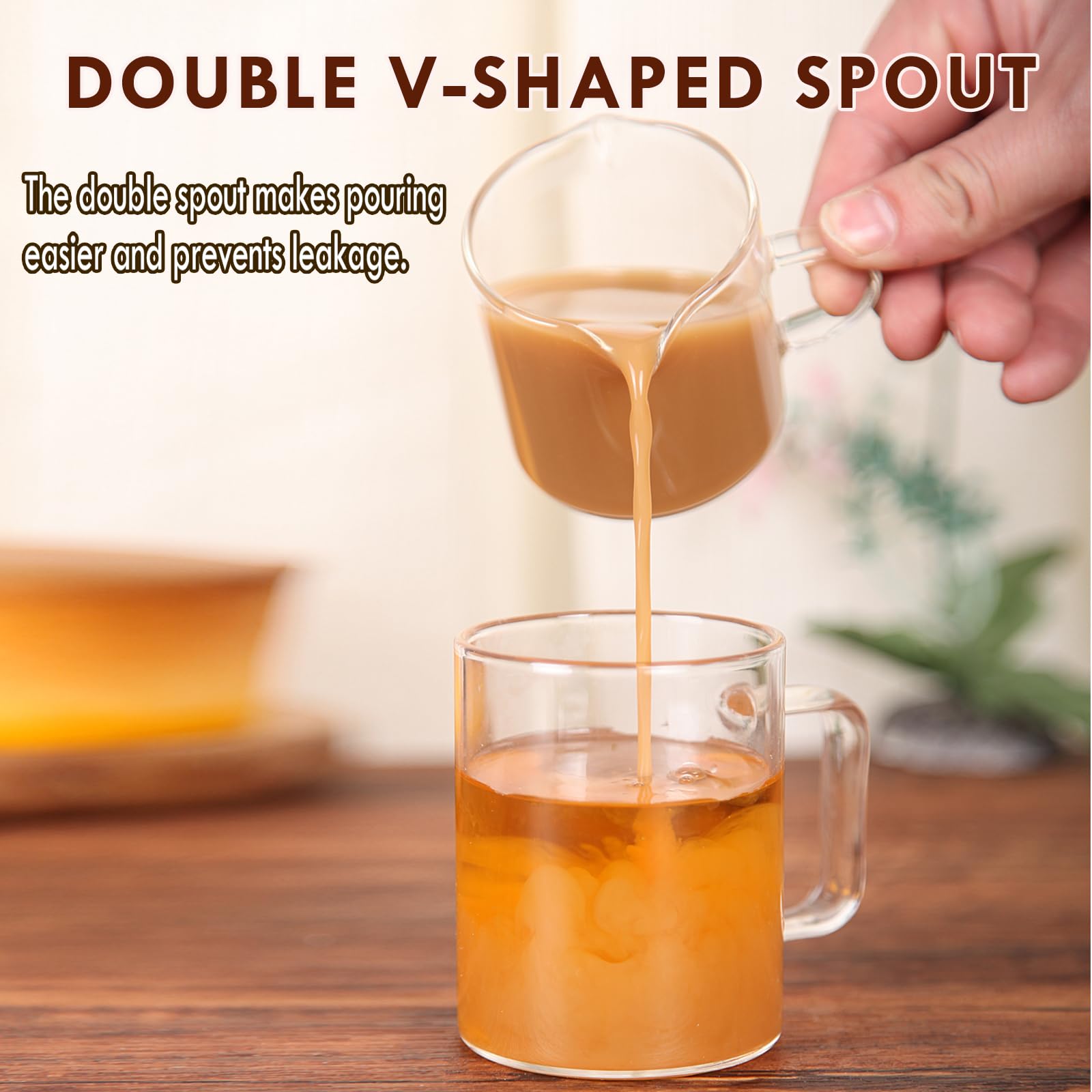 Premium 4-Piece Espresso Cup Set - 4oz Double Spout Coffee Cups with Handles, V-Shaped Spout Design for Perfect Crema - Ideal for Espresso Machines & Latte Art at Home Cafes