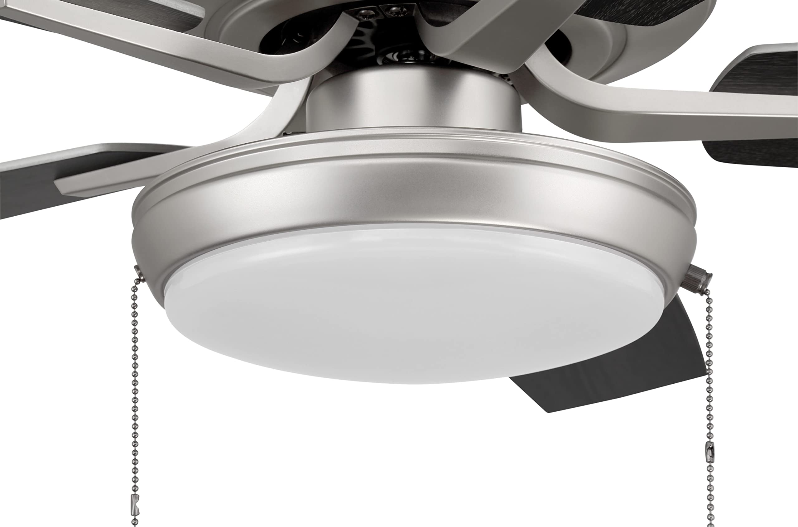 Craftmade P119BN5-52BNGW Pro Plus 52 Inch Ceiling Fan with LED Light Kit, Pull Chain Control, 5 Reversible Brushed Nickel/Greywood Blades - Perfect for Living Room, Bedroom & Outdoor Covered Patio