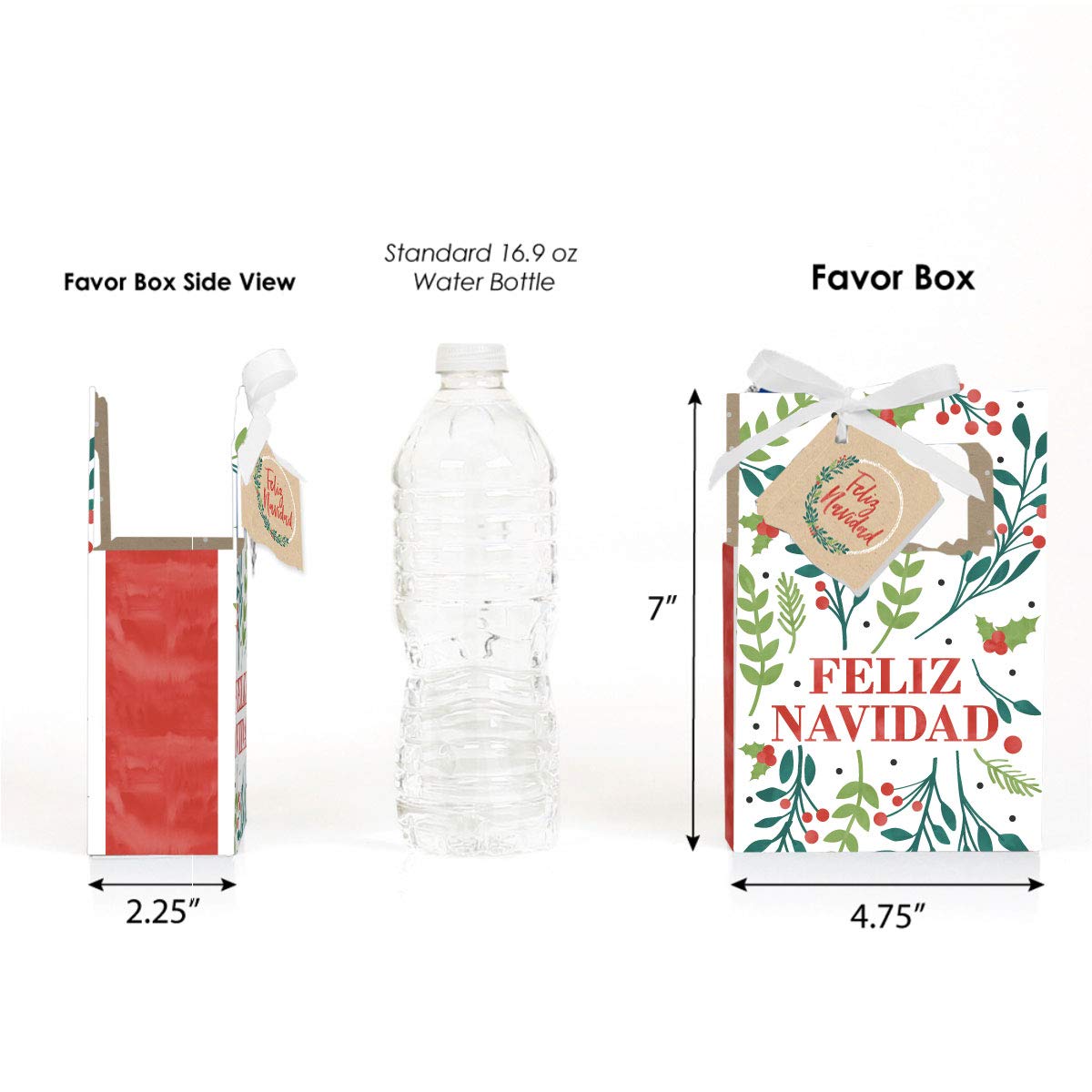 Feliz Navidad Spanish Christmas Party Favor Boxes - Set of 12 Holiday Gift Boxes for Christmas Celebrations, Office Parties & Festive Gatherings