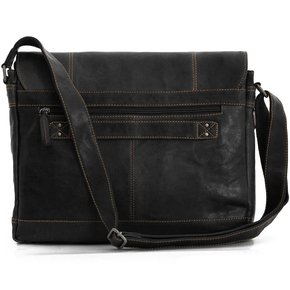 Jack Georges Voyager Full Size Messenger Bag for Men - Durable Leather Crossbody Bag for Work, Travel & Everyday Use - Stylish Laptop Briefcase with Adjustable Strap