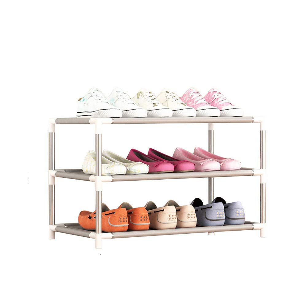 Meltset M 3-Tier Adjustable Shoe Rack Organizer - Stainless Steel Shoe Storage Shelf Cabinet for Closet, Bedroom, Dorm & Hallway | Easy Assembly Space-Saving Solution for Sneakers, Boots & Heels