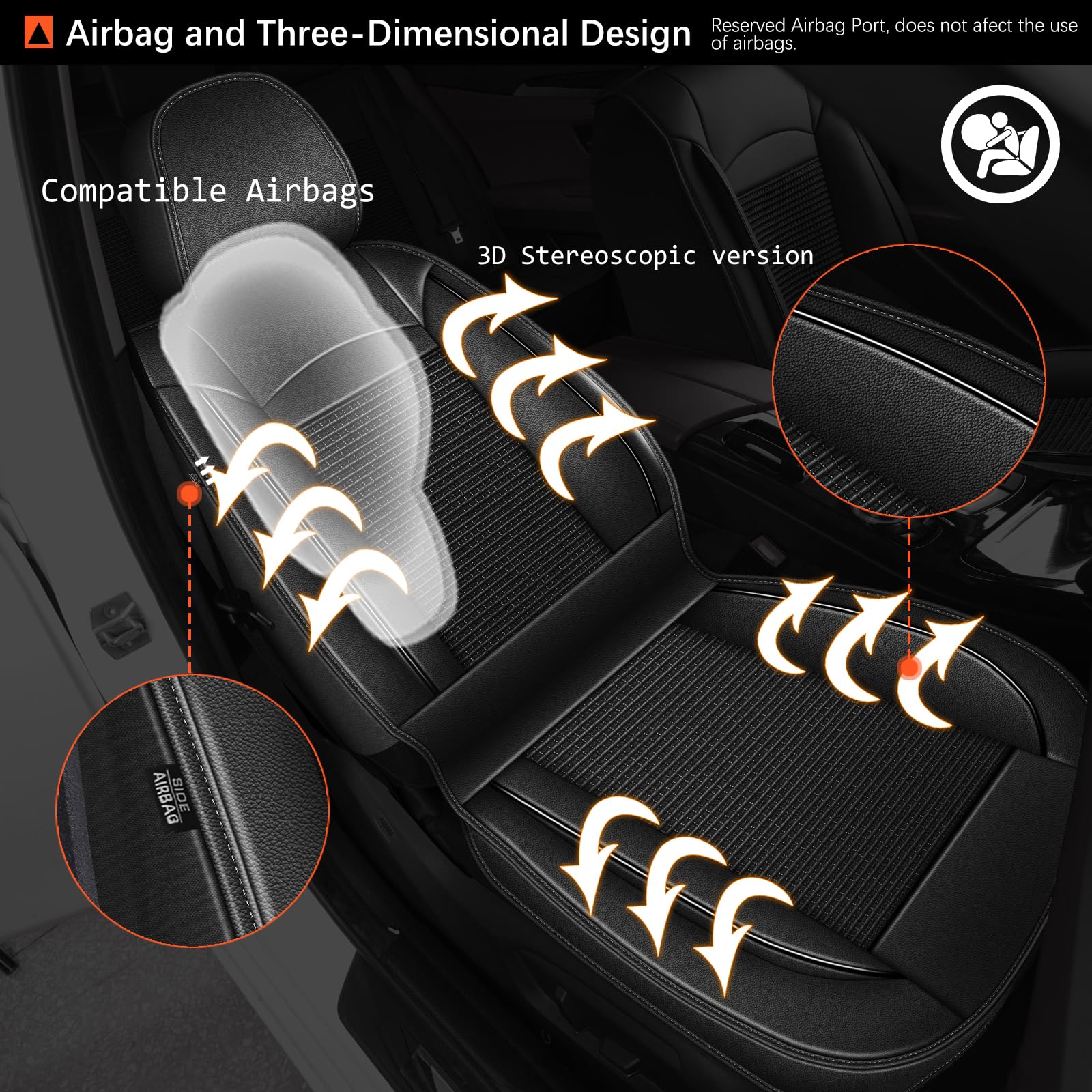 Premium Leather & Ice Silk Seat Covers for Honda Accord 2003-2017 - 5-Piece Full Set, Waterproof & Breathable Car Seat Protectors (Black) | Perfect for Daily Commuting, Road Trips & Family Protection