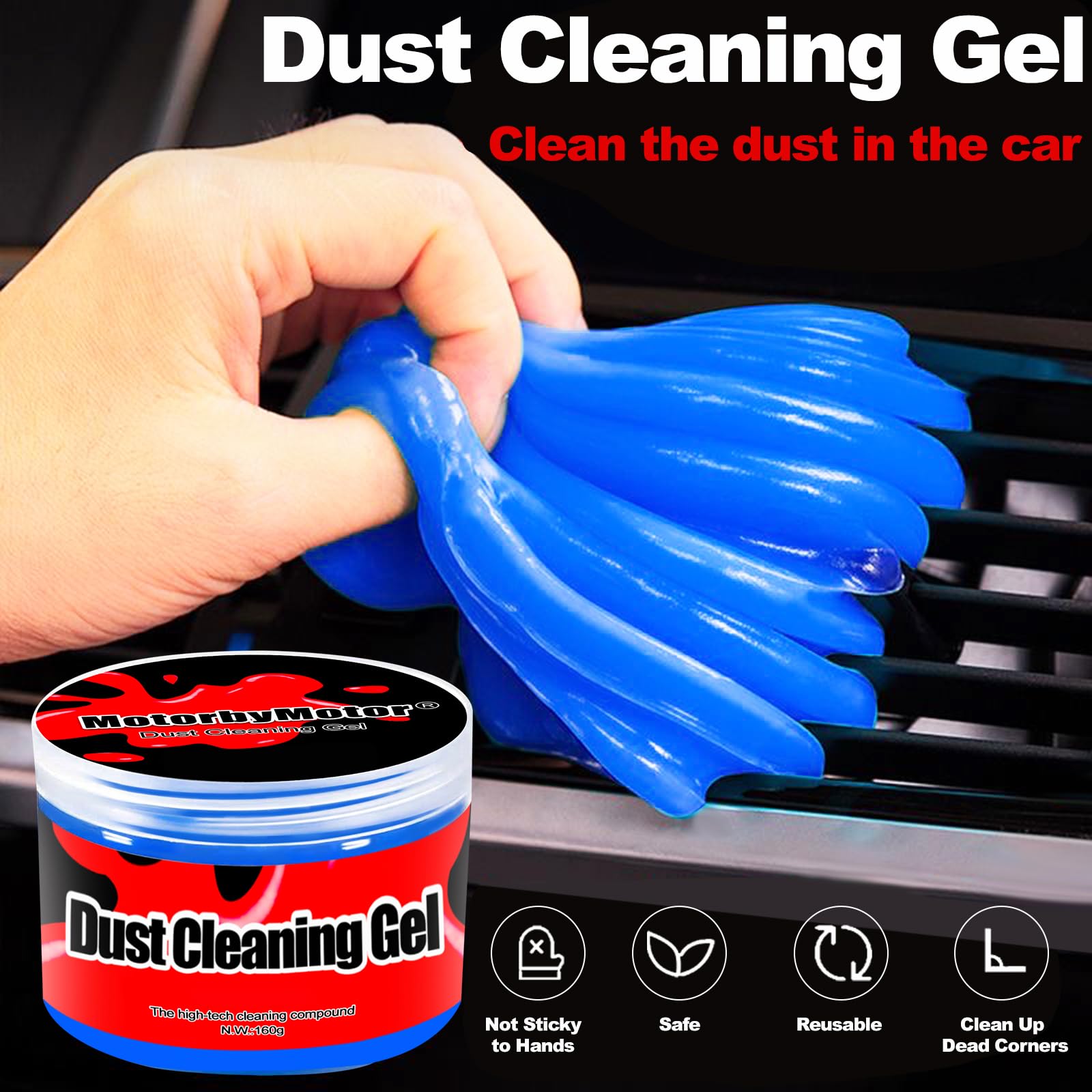 Premium Car Cleaning Gel - Auto Detailing Slime for Dust Removal | Reusable Putty for Keyboards, Laptops, PC & Cameras | Perfect for Car Interiors, Electronics & Hard-to-Reach Areas