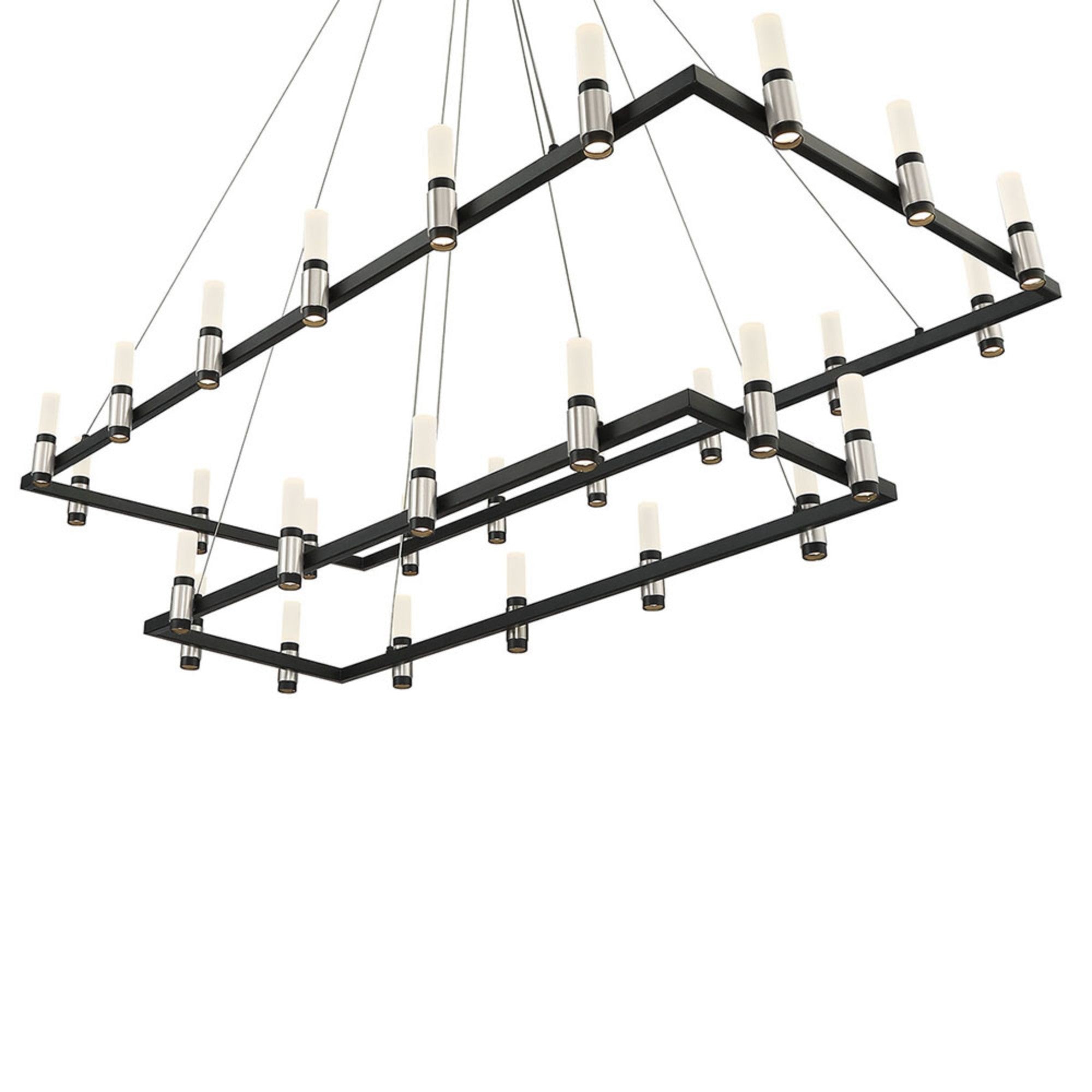 Altamont 2-Tier 30-Light 52-LED Grand Chandelier in Satin Nickel & Black Finish - Elegant Dining Room Lighting for Home Decor