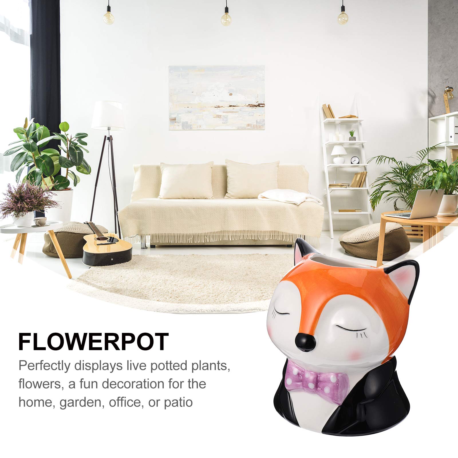Fox-Shaped Ceramic Planter Pot for Succulents & Cactus – Cute Cartoon Flower Pot for Home Decor, Office Desk, or Garden Planting