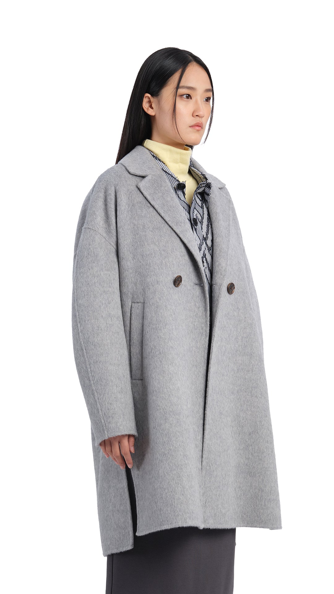 Melange Double Face Coat for Women - Soft & Warm Winter Outerwear - Perfect for Office, Travel & Casual Outfits
