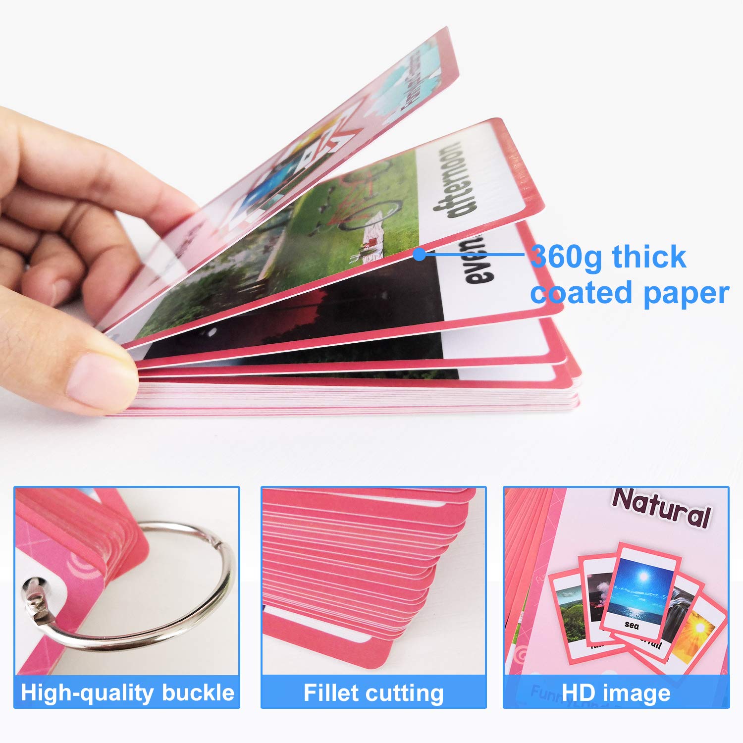 Natural Places & Buildings - 2 Sets of English Flash Cards for Kids | Preschool Learning Toys | Vocabulary Building for Toddlers & Kindergarten | Perfect for Homeschooling & Classroom Activities