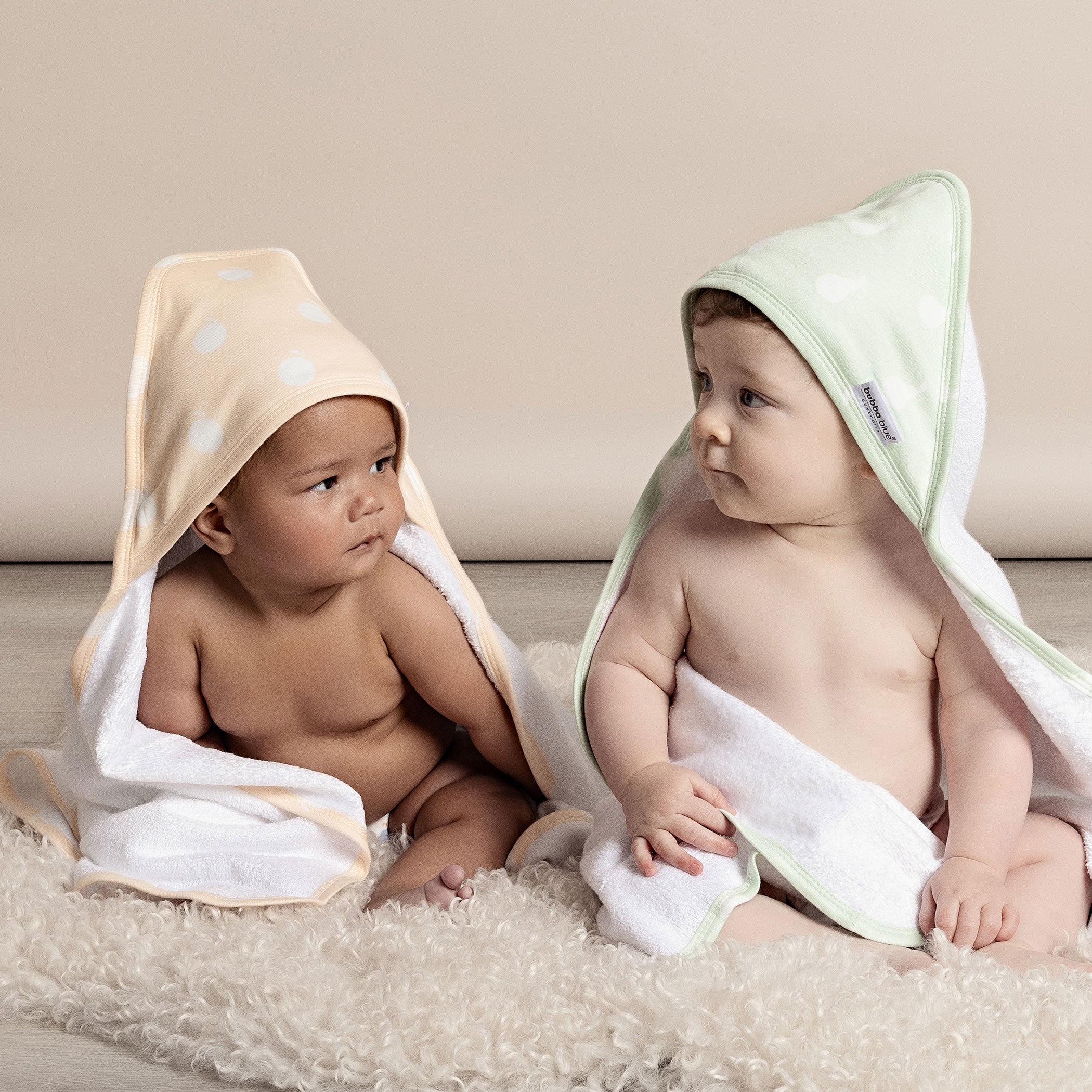 Nordic Sorbet 2-Pack Hooded Baby Towel Set - Soft Orange & Pear Color for Newborn Bath Time, Swimming & Beach Outings