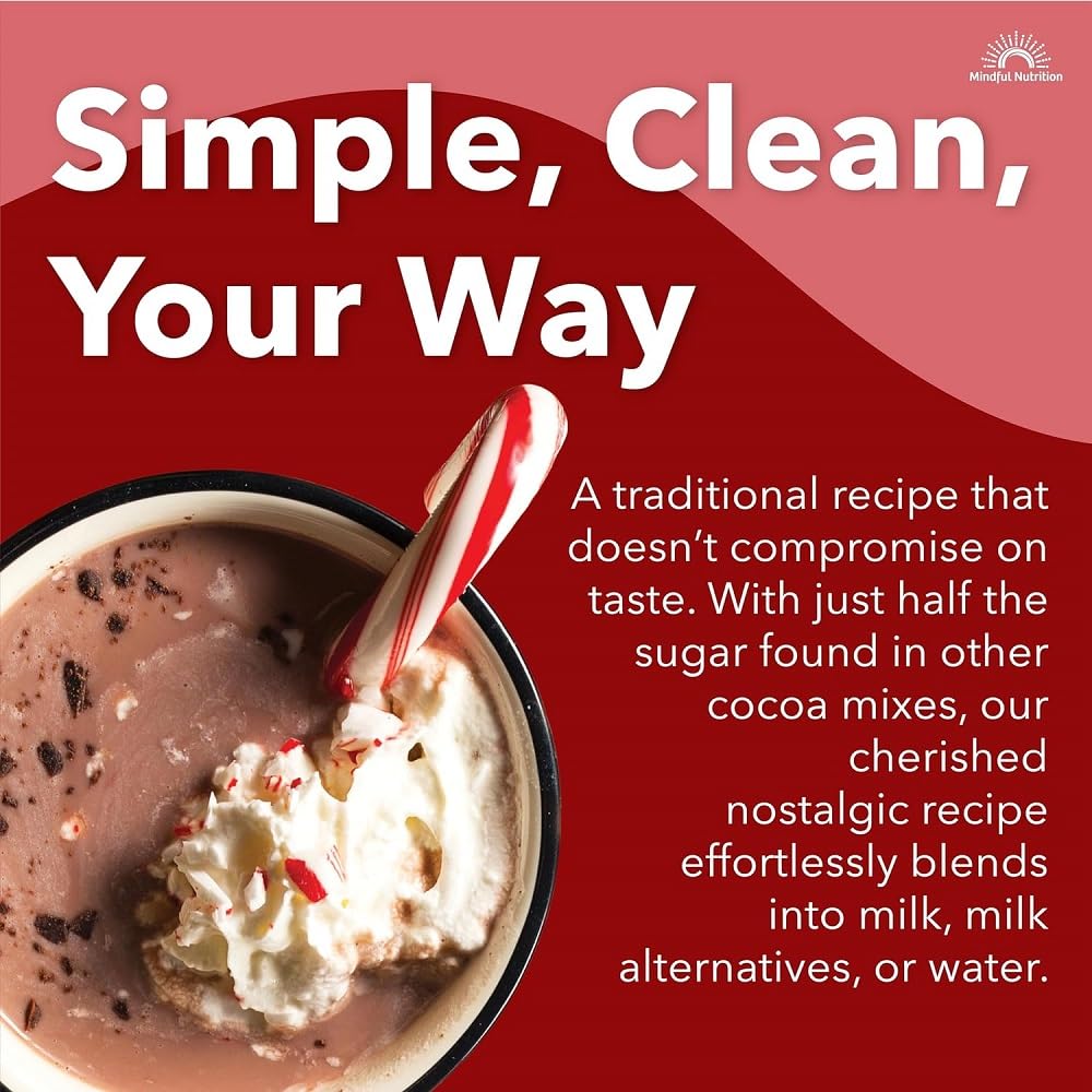 Mindful Nutrition Grandmas Organic Peppermint Hot Chocolate Mix - Rich Cocoa Powder for Winter Warmth, Holiday Gifts & Cozy Family Moments