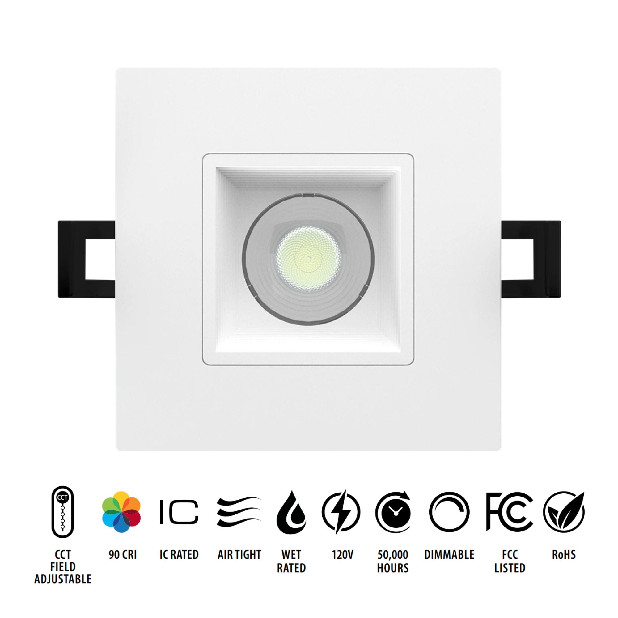3 Canless LED Recessed Light 1000 Lumens 5 CCT Adjustable Square Baffle Trim - Dimmable Ultra-Thin Ceiling Lights for Kitchen, Bathroom, Living Room & Bedroom