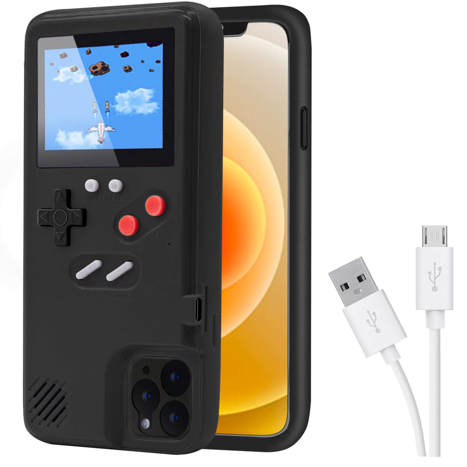 Retro Game Case for iPhone 12/12 Pro - 36 Built-in Classic Games with Color Display & Built-in Power Supply - Durable Protective Cover for Gaming on the Go - Perfect for Travel, Commuting & Entertainment