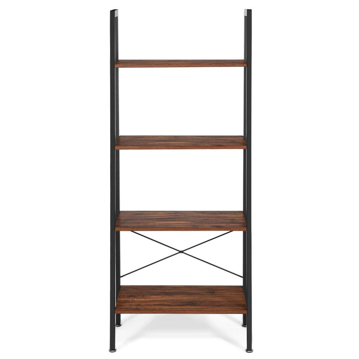 4-Tier Compact Space Saver Ladder Shelf - Sturdy Bookcase, Bookshelf, Display Rack & Plant Stand for Home, Office, Dorm | Perfect for Small Spaces, Living Room Decor, Bedroom Storage & Indoor Plant Display