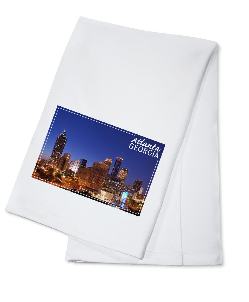 Atlanta Georgia Skyline at Night - 100% Cotton Tea Towel & Decorative Hand Towel for Kitchen, Home Decor | Perfect for Dish Drying, Gift Giving & Southern Style Decor
