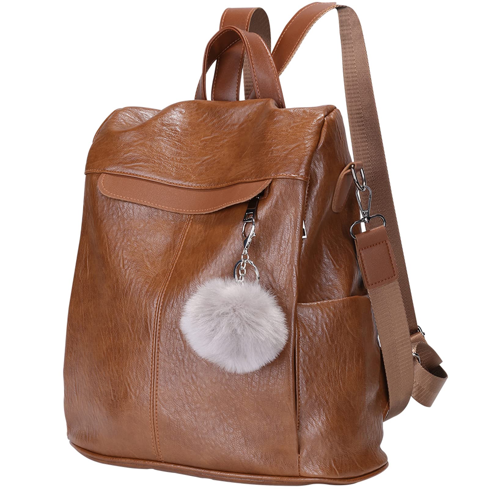 Stylish Women's Waterproof Anti-Theft Backpack - PU Leather & Nylon Shoulder Bag for Travel, Work & Daily Use | Durable Ladies Purse Backpack for Commuting, Shopping & Outdoor Adventures