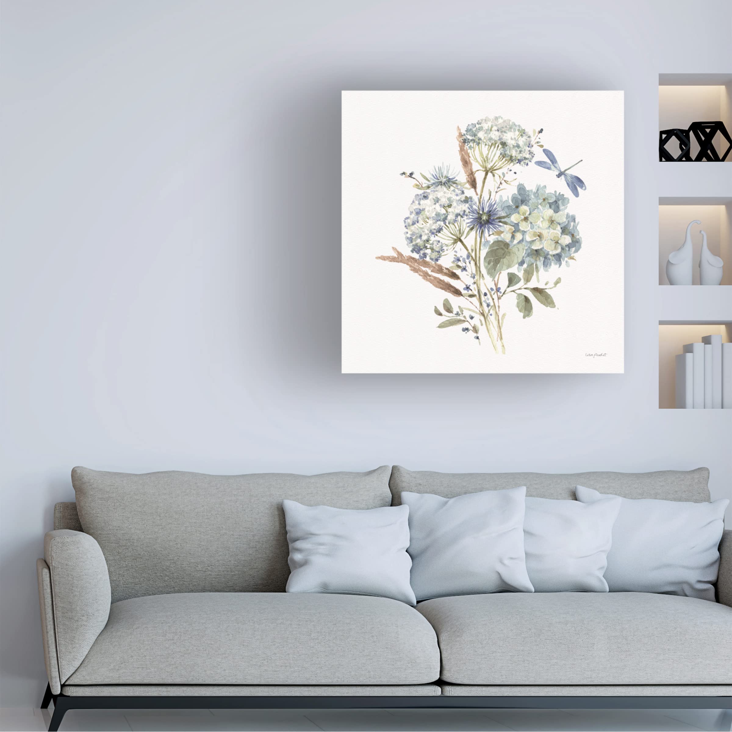 Lisa Audit Bohemian Blue 06 on White Canvas Wall Art Print - Modern Abstract Painting for Living Room, Bedroom & Office Decor