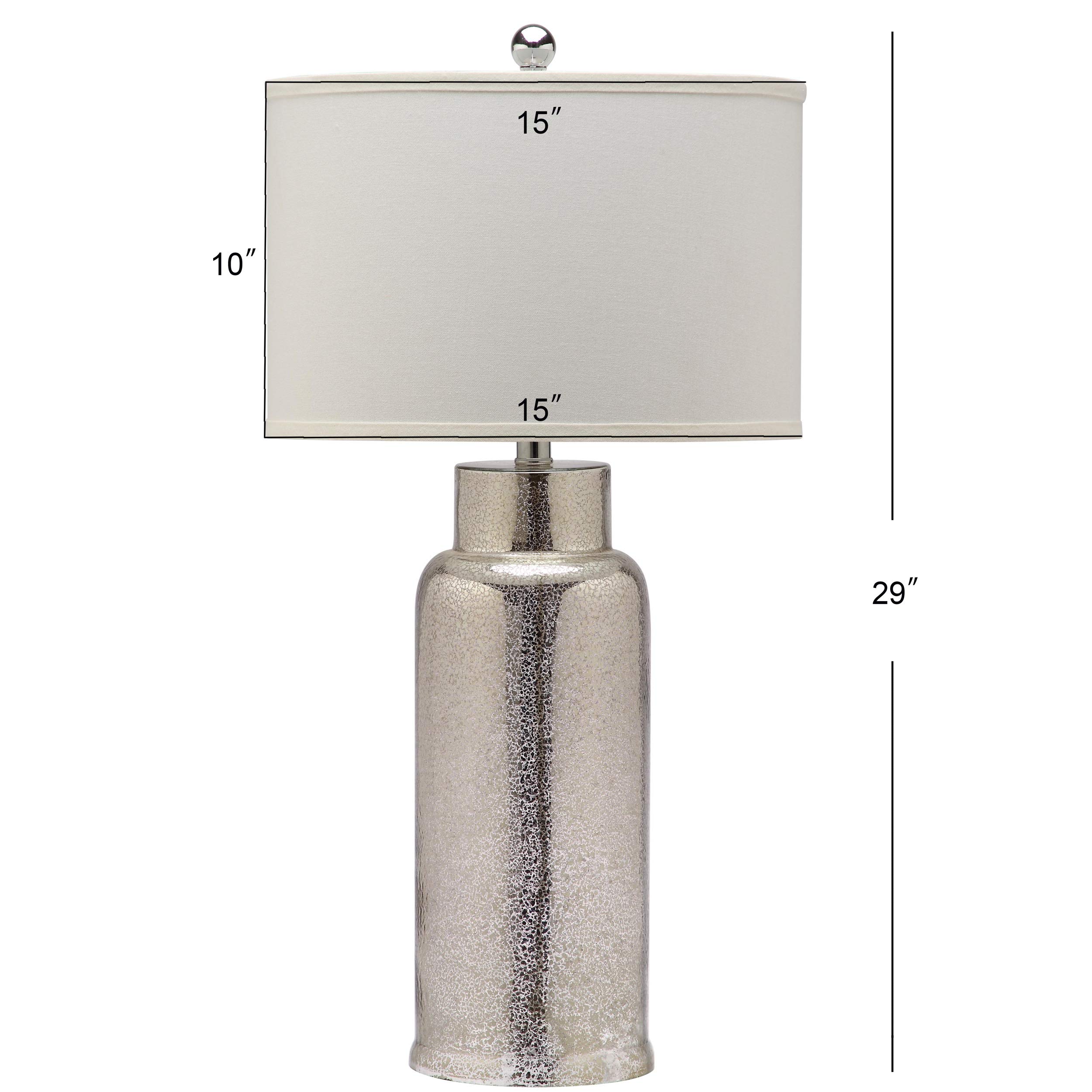 SAFAVIEH 30-inch Silver Glass Bottle Table Lamp Set of 2 with LED Bulbs - Modern Bedside Lighting for Bedroom, Living Room & Home Office - Perfect for Nightstands, Desks and Cozy Reading Nooks