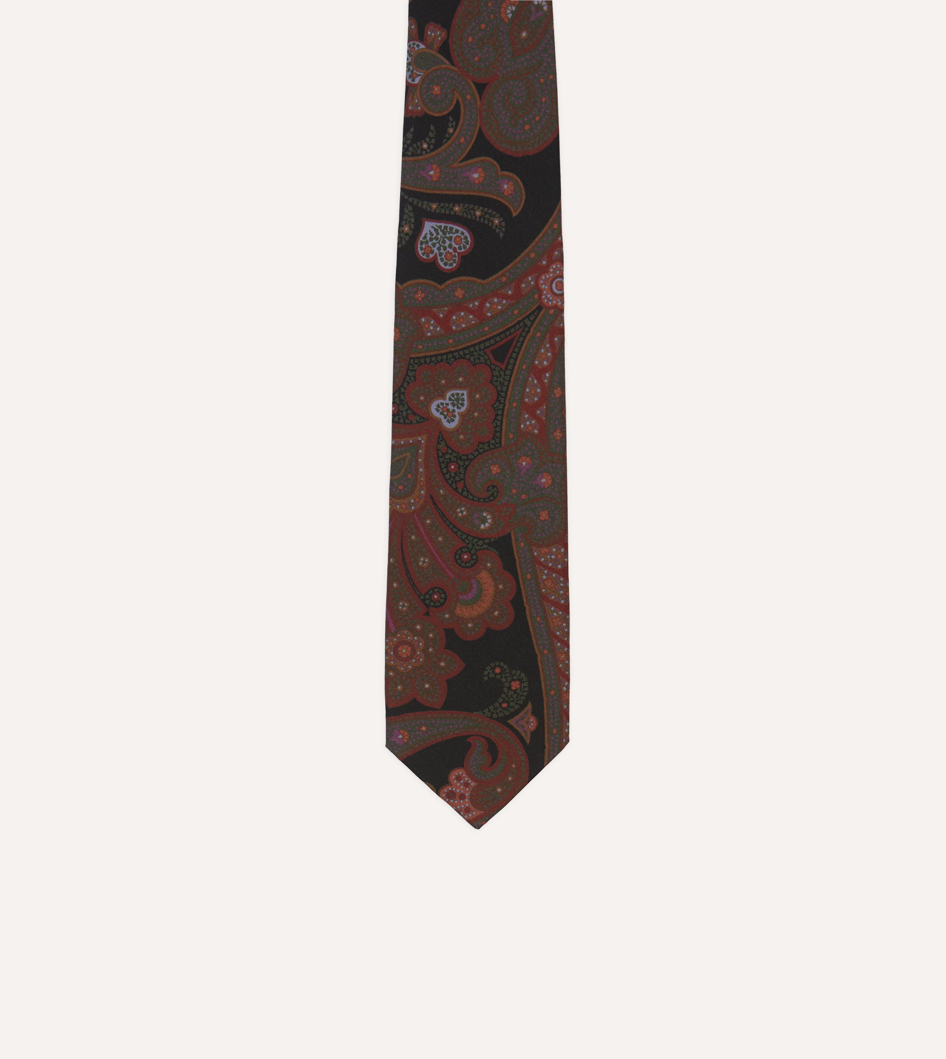 Premium Black Large Paisley Print Madder Silk Necktie - Elegant Self-Tipped Design for Business, Weddings & Formal Occasions