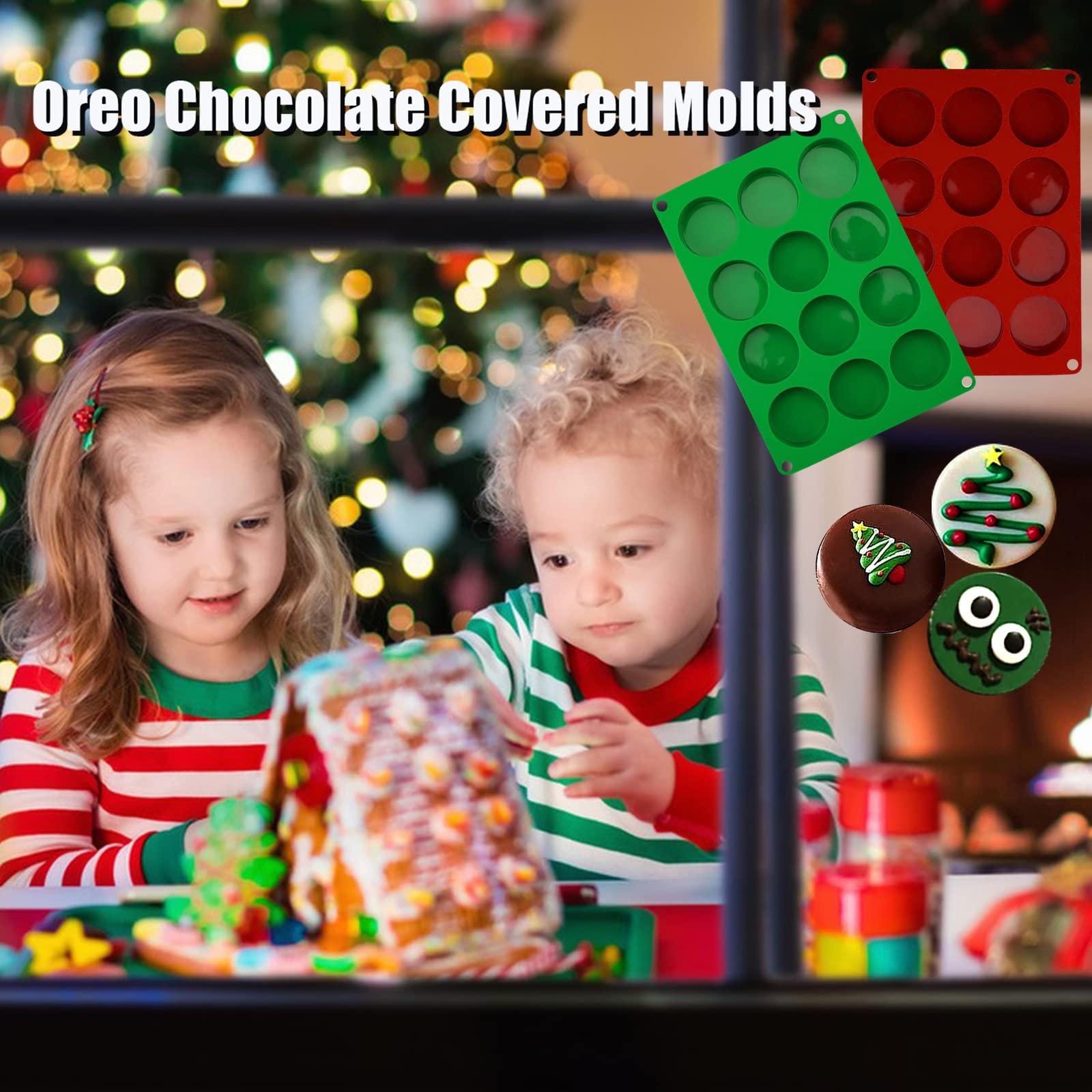2Pcs Silicone Oreo Cookie Chocolate Molds - 12-Cavity 2.08
