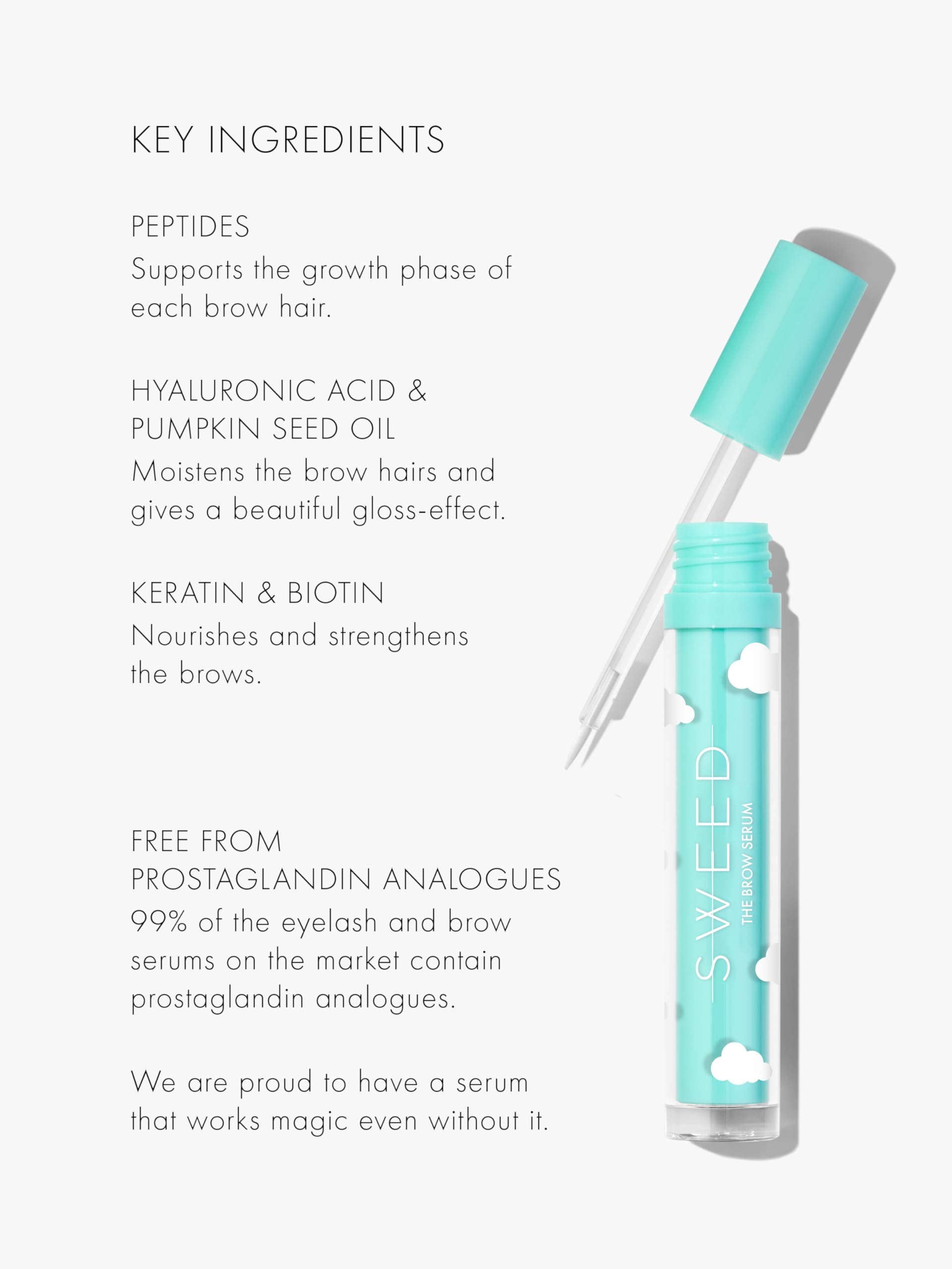 SWEED Brow Growth Serum with Peptides, Biotin & Keratin - Vegan, Cruelty-Free & Clean Beauty Formula (0.10 fl oz | 3 ml) - Enhance Eyebrow Thickness for Natural Fuller Brows - Perfect for Daily Eyebrow Care & Styling