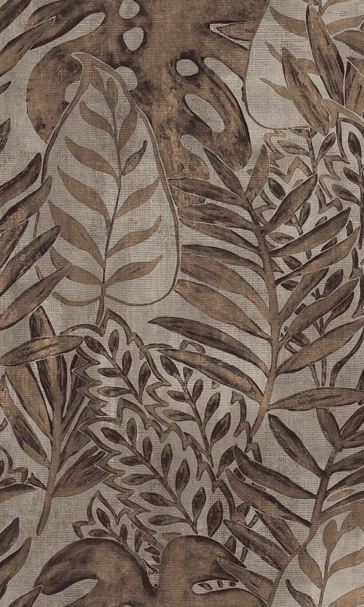 Brown Printed Leaves Tropical Wallpaper R8241 - Self-Adhesive Removable Peel & Stick Wallpaper for Bedroom, Living Room, Kitchen Decor - Nature Inspired Botanical Design