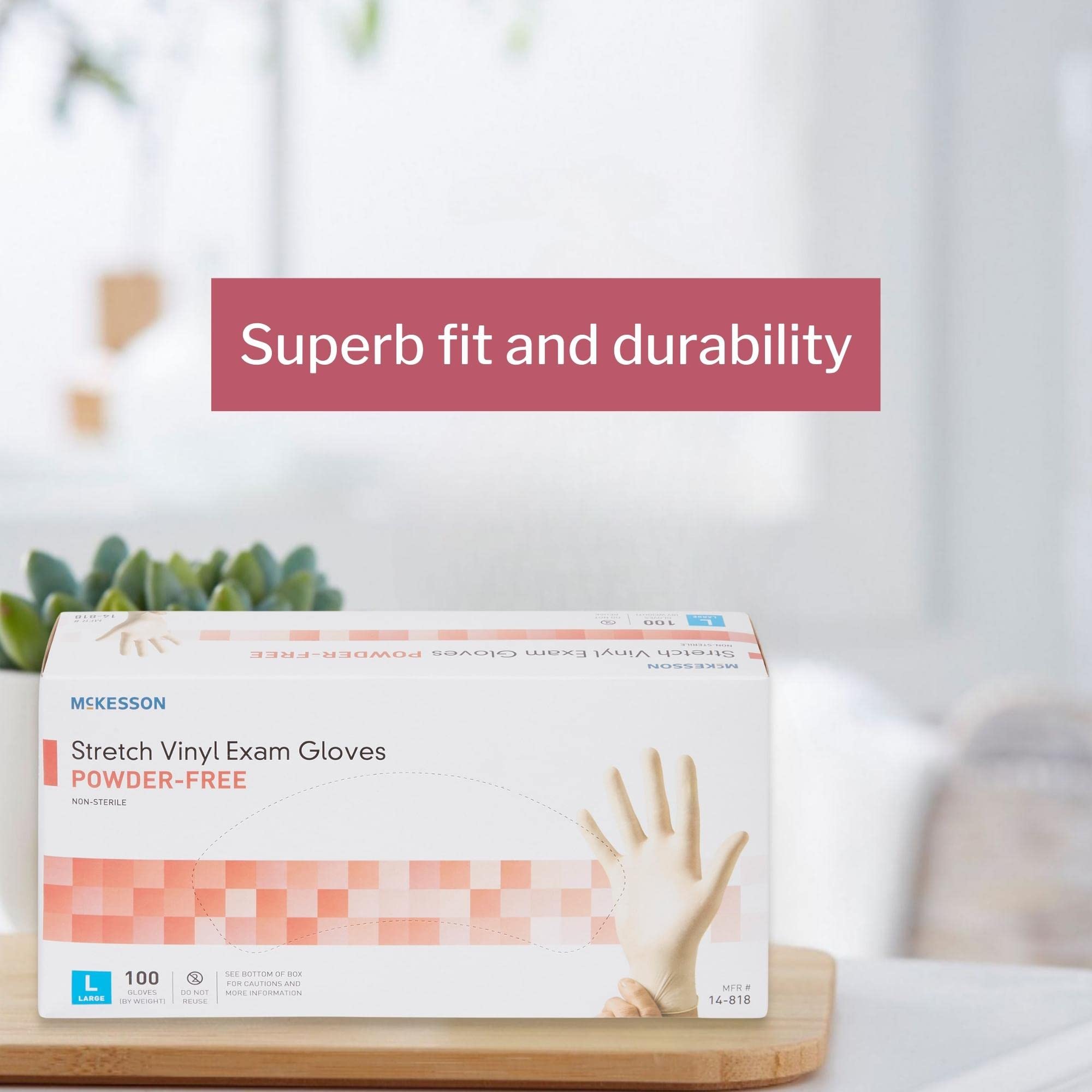 McKesson 14 818 Vinyl Exam Gloves - Non-Sterile, Powder-Free, Large (1000 Count) - Ideal for Medical Checkups, Dental Visits & Food Handling