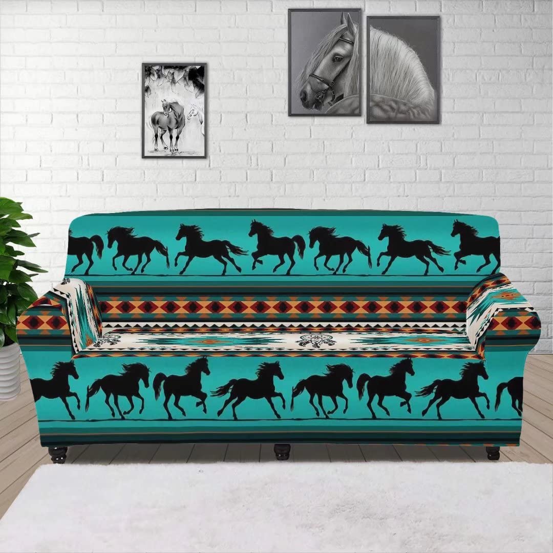 GOSTONG Stretchable Tribal Ethnic Geometric Print Loveseat Slipcover - Breathable Sofa Cover for Small Couches & Furniture Protector - Perfect for Living Room, Bedroom & Dorm Decor