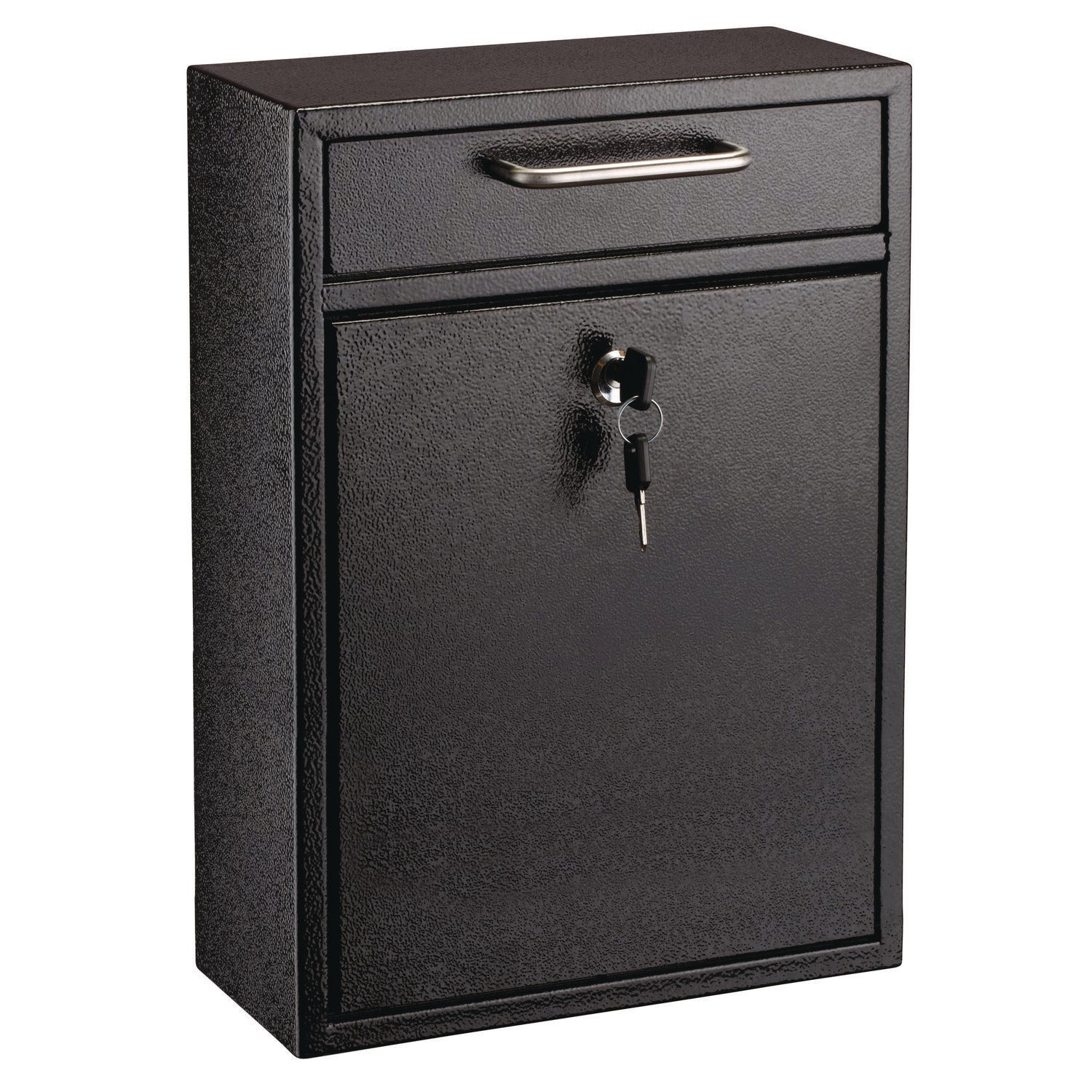 AdirOffice Large Wall Mounted Secure Drop Box - 11.2 x 4.7 x 16.2 Inches - Black Mailbox for Home & Office - Perfect for Secure Package Delivery, Documents and Mail Collection