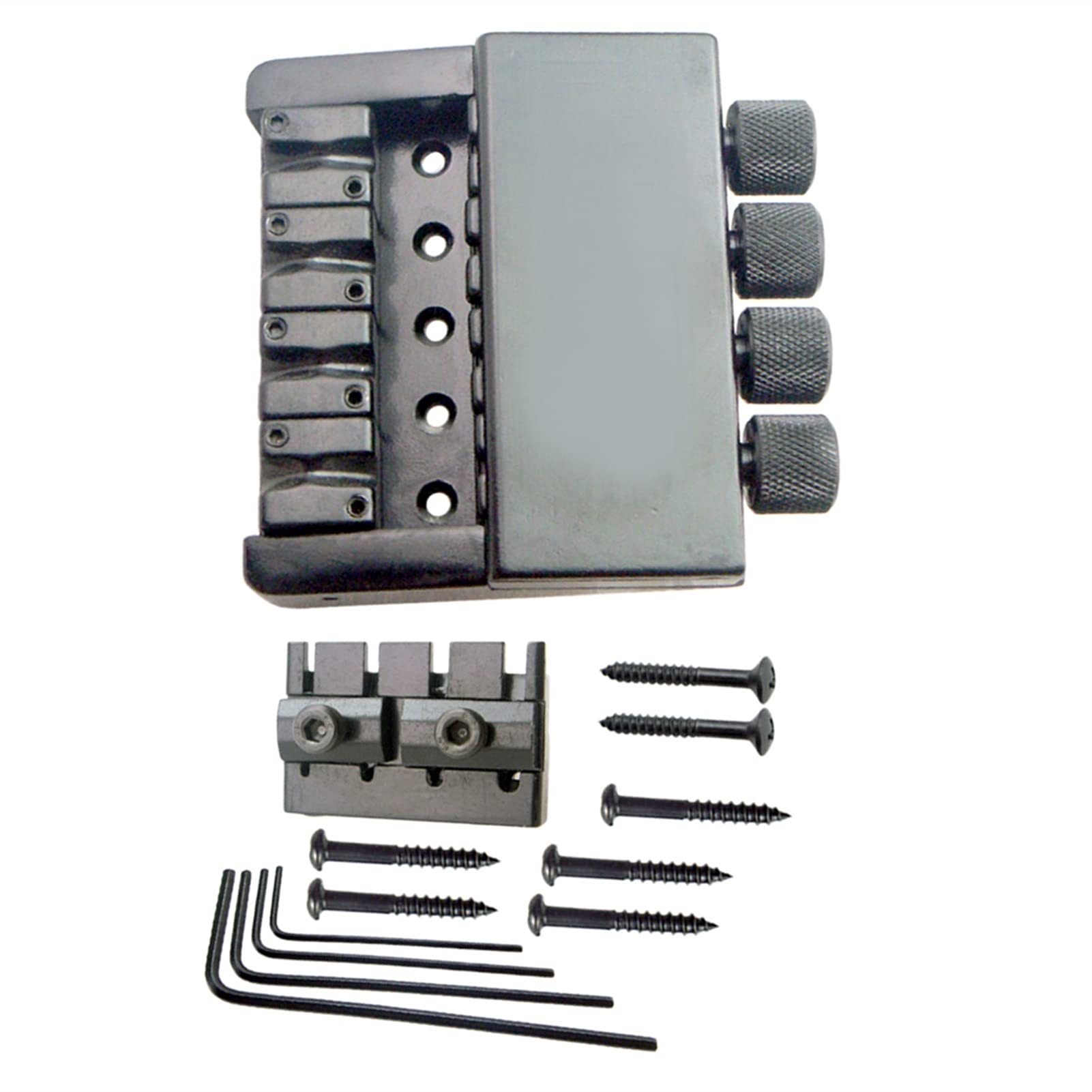 4-String Headless Electric Bass Bridge System - Black Tailpiece & Bridge for Electric Guitar | Perfect for DIY Bass Upgrades & Professional Installations