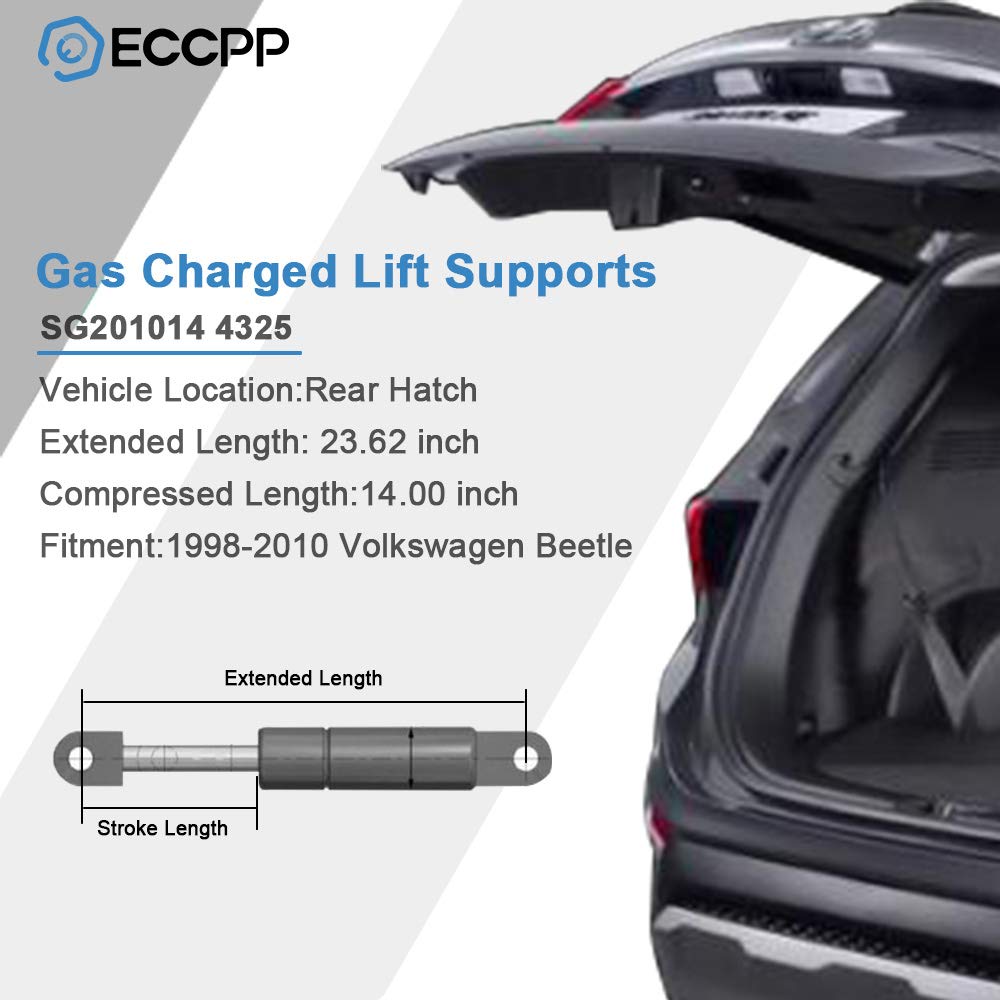 ECCPP Rear Hatchback Lift Supports Struts Gas Springs Shocks for 1998-2010 Volkswagen Beetle 4325 - Set of 2 - Perfect for Easy Trunk Access & Maintenance