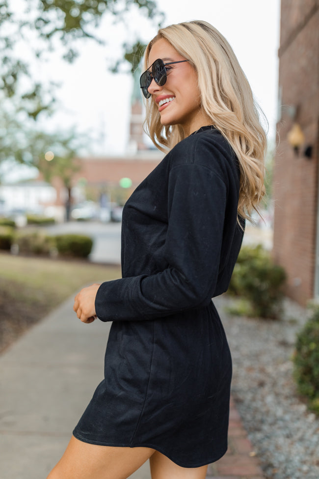 Hope In You Black Knit Long Sleeve Mini Dress - Slim Fit Stretchy Bodycon Party Dress for Women | Perfect for Night Out, Date Night & Cocktail Parties