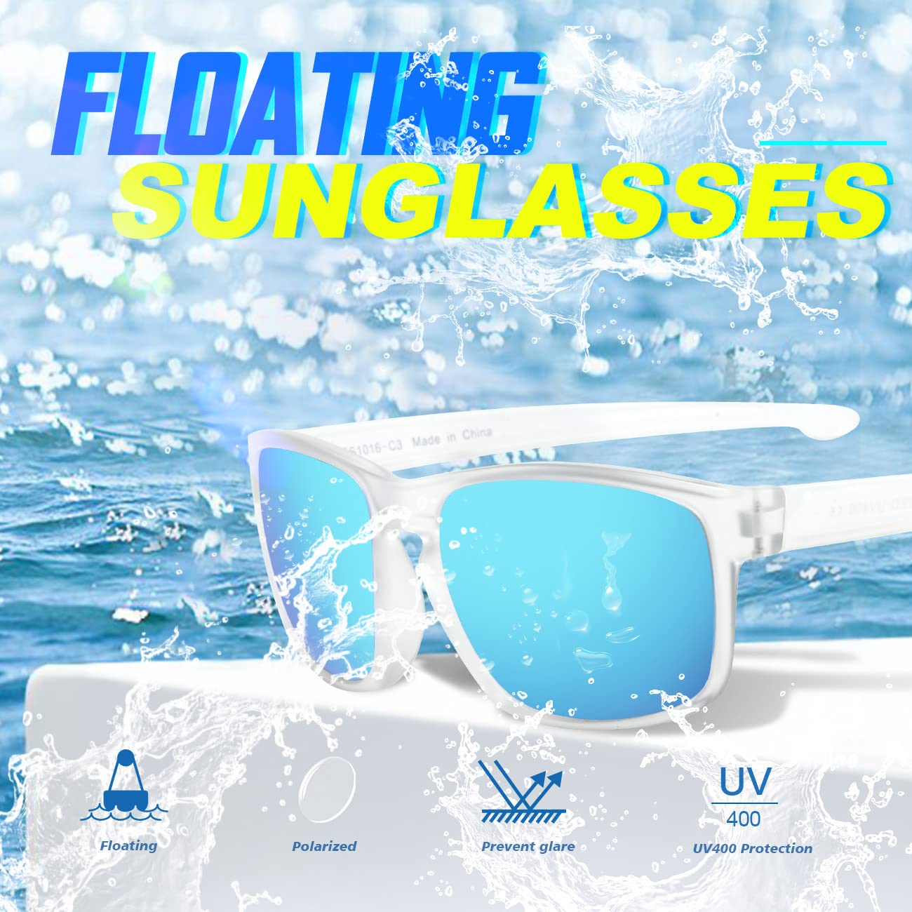 Floating UV400 Sports Sunglasses for Men & Women - Polarized Swim Sunglasses for Surfing, Fishing, Beach & Outdoor Activities | Waterproof Sunglasses for Swimming, Boating & Summer Sports