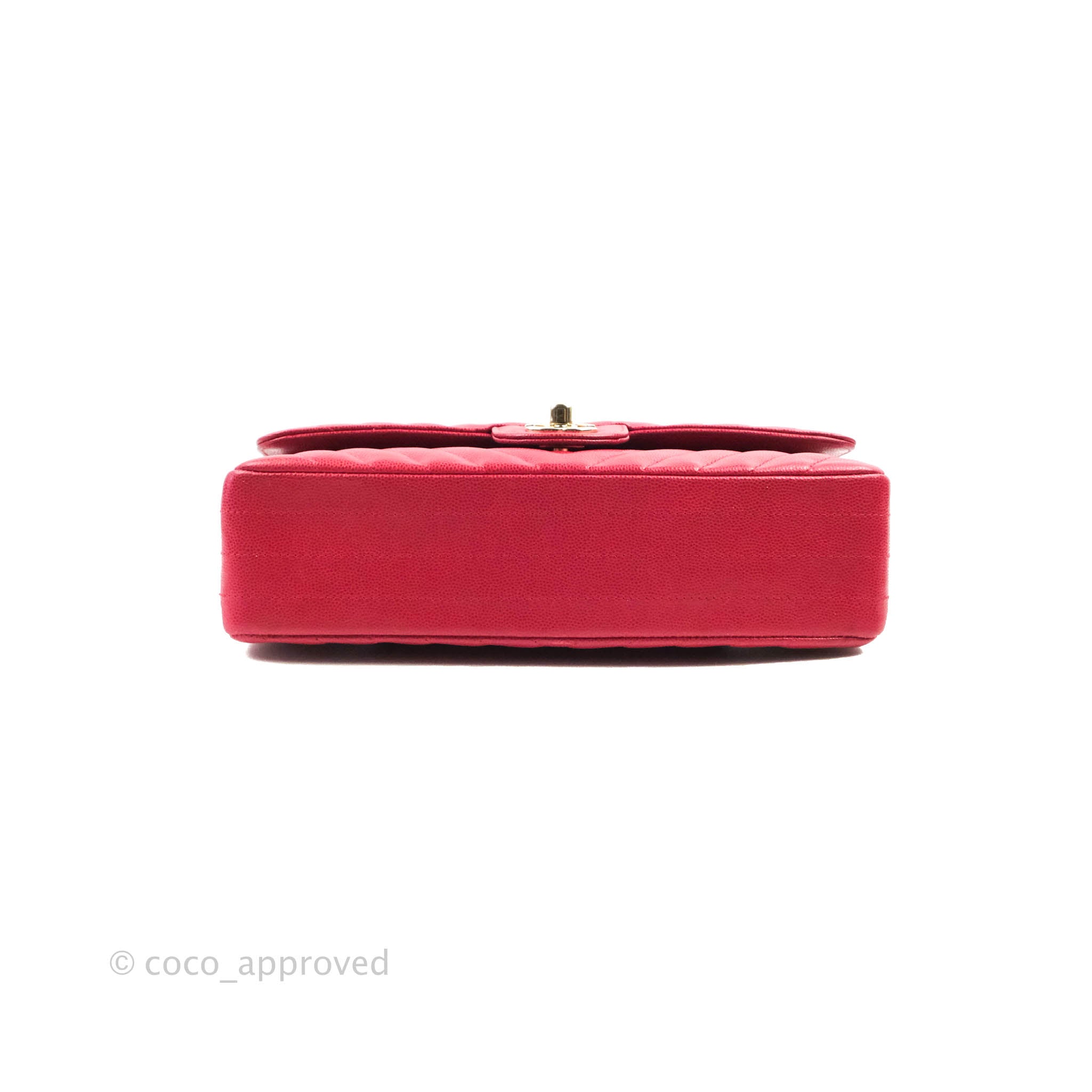Chanel Classic M/L Medium Chevron Double Flap Bag in Cherry Red Caviar Leather with Gold Hardware - Perfect for Evening Events, Luxury Gifts & Fashionable Outfits
