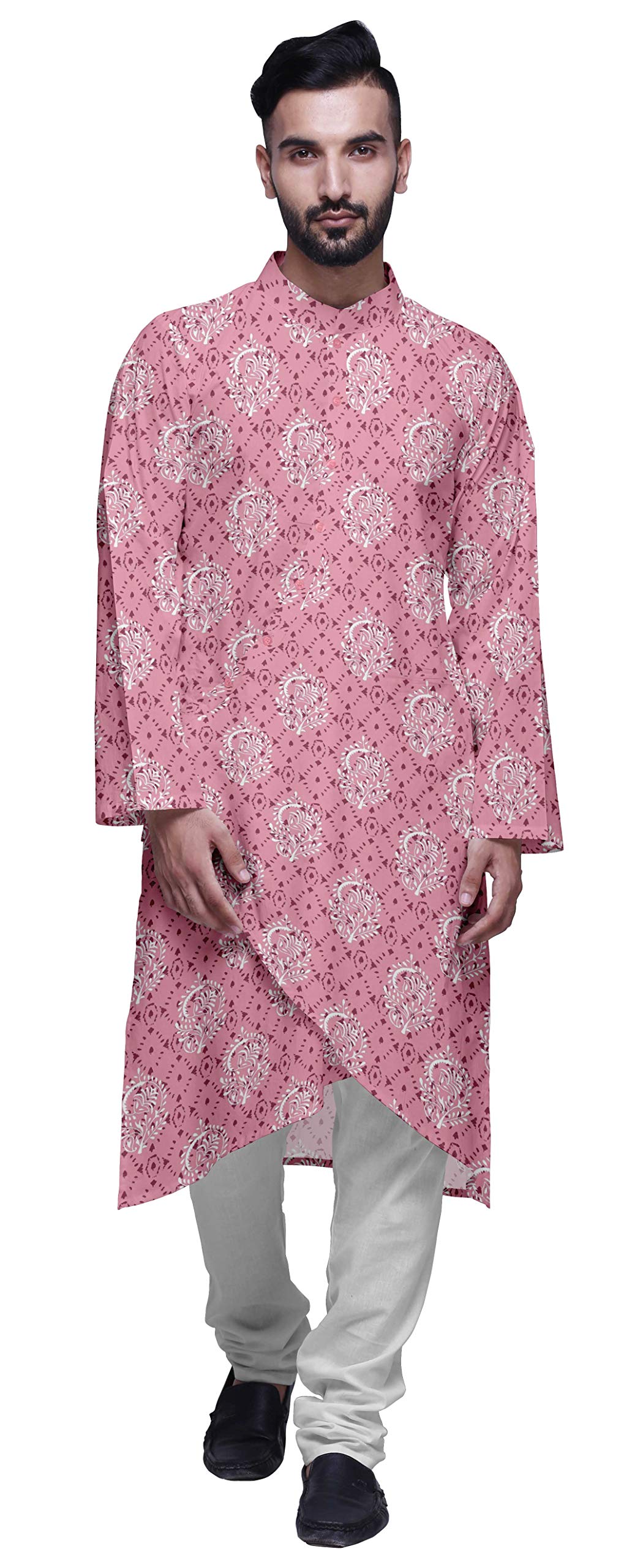 Atasi Designer Men's Printed Angrakha Kurta Pajama Set - Lightweight Summer Ethnic Wear for Festivals, Weddings & Casual Outings