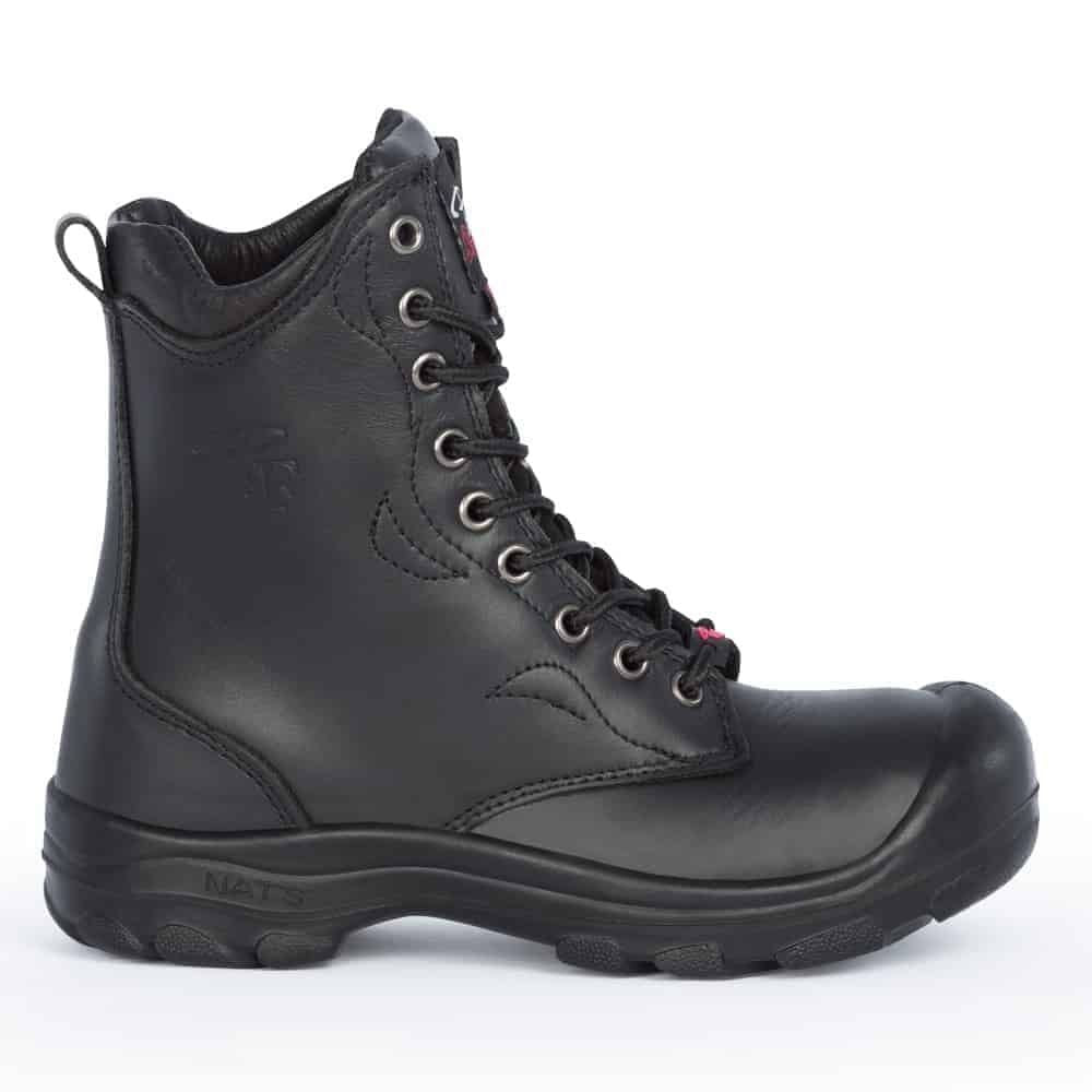 P&F S552 Women's 8 Steel Toe Leather Work Boots - Black Safety Shoes for Construction, Warehouse & Outdoor Work