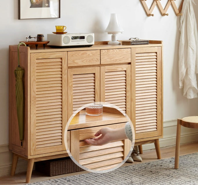 Solid Oak Wood Shoe Cabinet - Sturdy Entryway Storage Organizer for Shoes, Boots & Accessories | Perfect for Hallway, Closet & Mudroom Organization