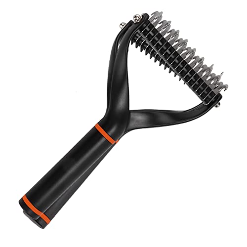 Professional Dog Deshedding Brush - 2 Sided Undercoat Rake & Dematting Comb for Dogs & Cats | Pet Grooming Tool for Shedding Control & Hair Removal (Perfect for Home Grooming & Professional Use)