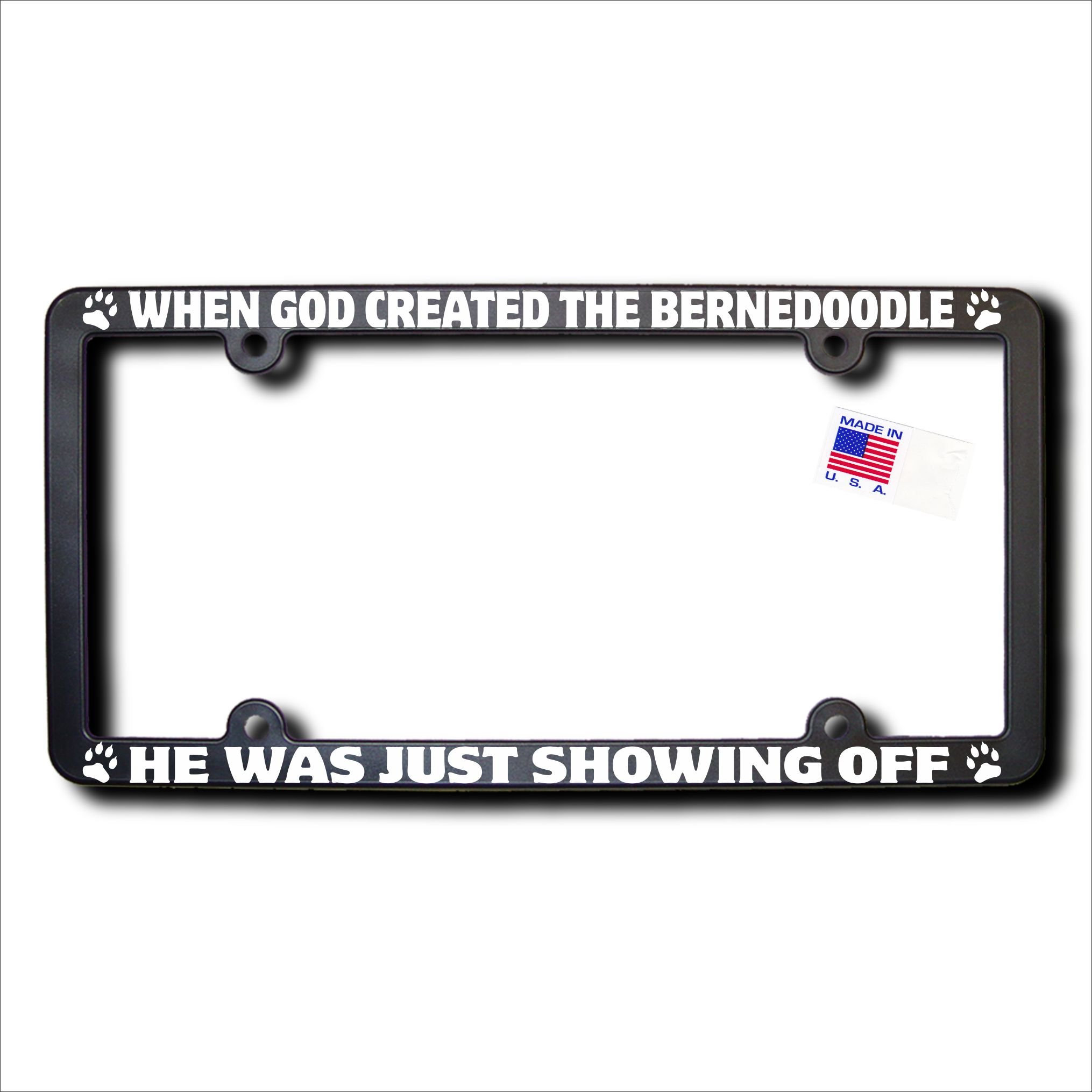 BERNEDOODLE License Plate Frame - Funny Dog Lover Car Accessory for Bernedoodle Owners - Perfect for Cars, Trucks & SUVs