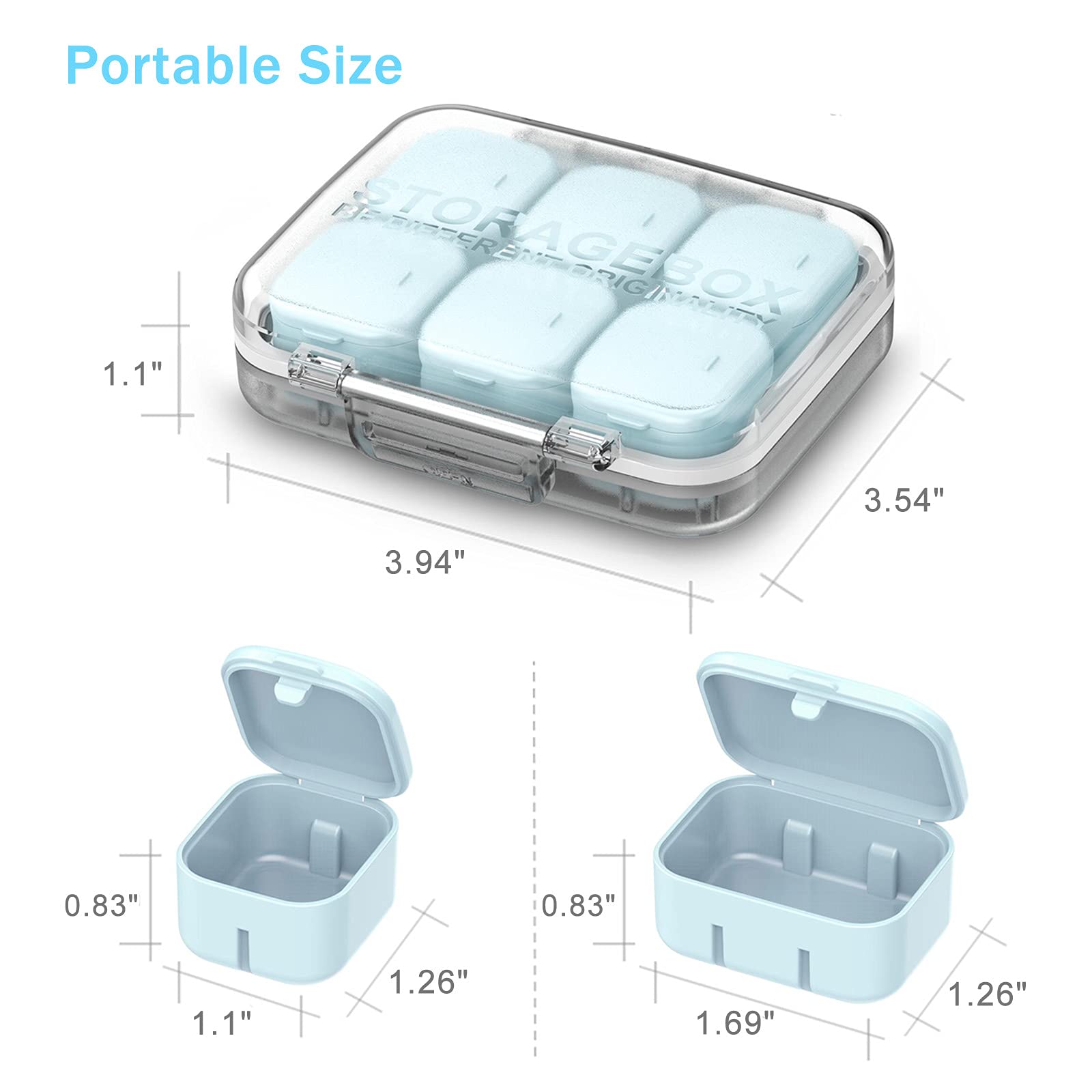 SOFISO 10-Day Pill Organizer - 4/6 Grid Adjustable Travel Medicine Box | Portable Waterproof Daily Pill Case for Vitamins, Fish Oil & Supplements | Perfect for Travel, Home Use & Medication Management